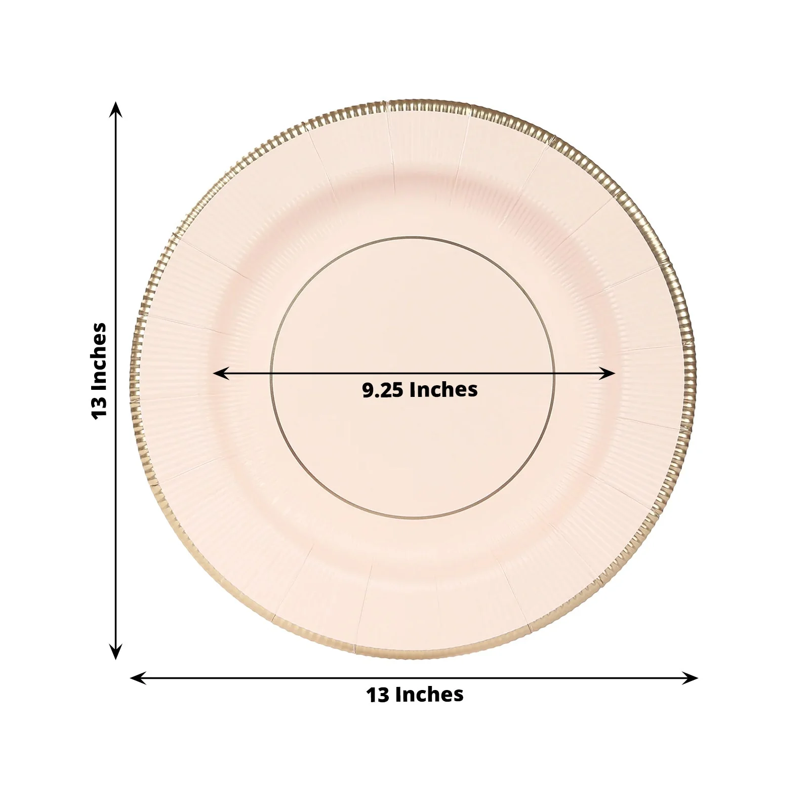25-Pack Disposable Round Charger Plates 13" Blush Sunray Design with Gold Rim - 350GSM Heavy Duty Paper Placemats - Image 2