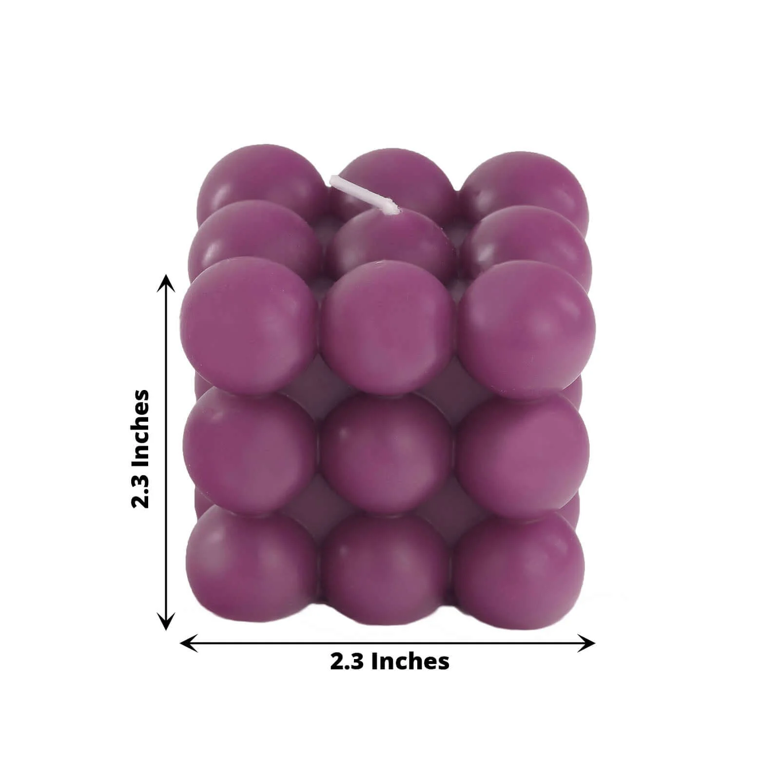 2-Pack Decorative Paraffin Wax Candles 2" Bubble Cube Design Burgundy - Unscented Long Burning Pillar Candle Set - Image 3