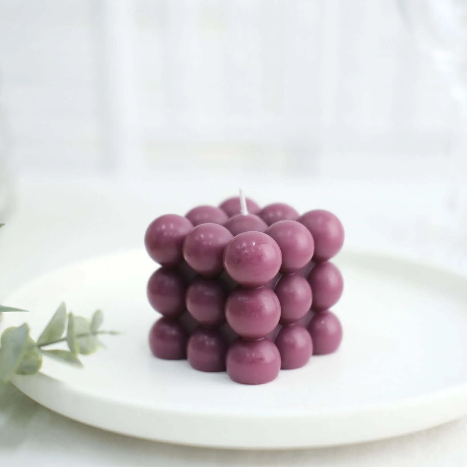2-Pack Decorative Paraffin Wax Candles 2" Bubble Cube Design Burgundy - Unscented Long Burning Pillar Candle Set - Image 8