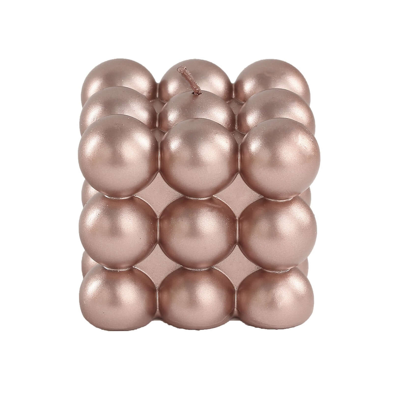 2-Pack Decorative Paraffin Wax Candles 2" Bubble Cube Design Metallic Rose Gold - Unscented Long Burning Pillar Candle Set - Image 7