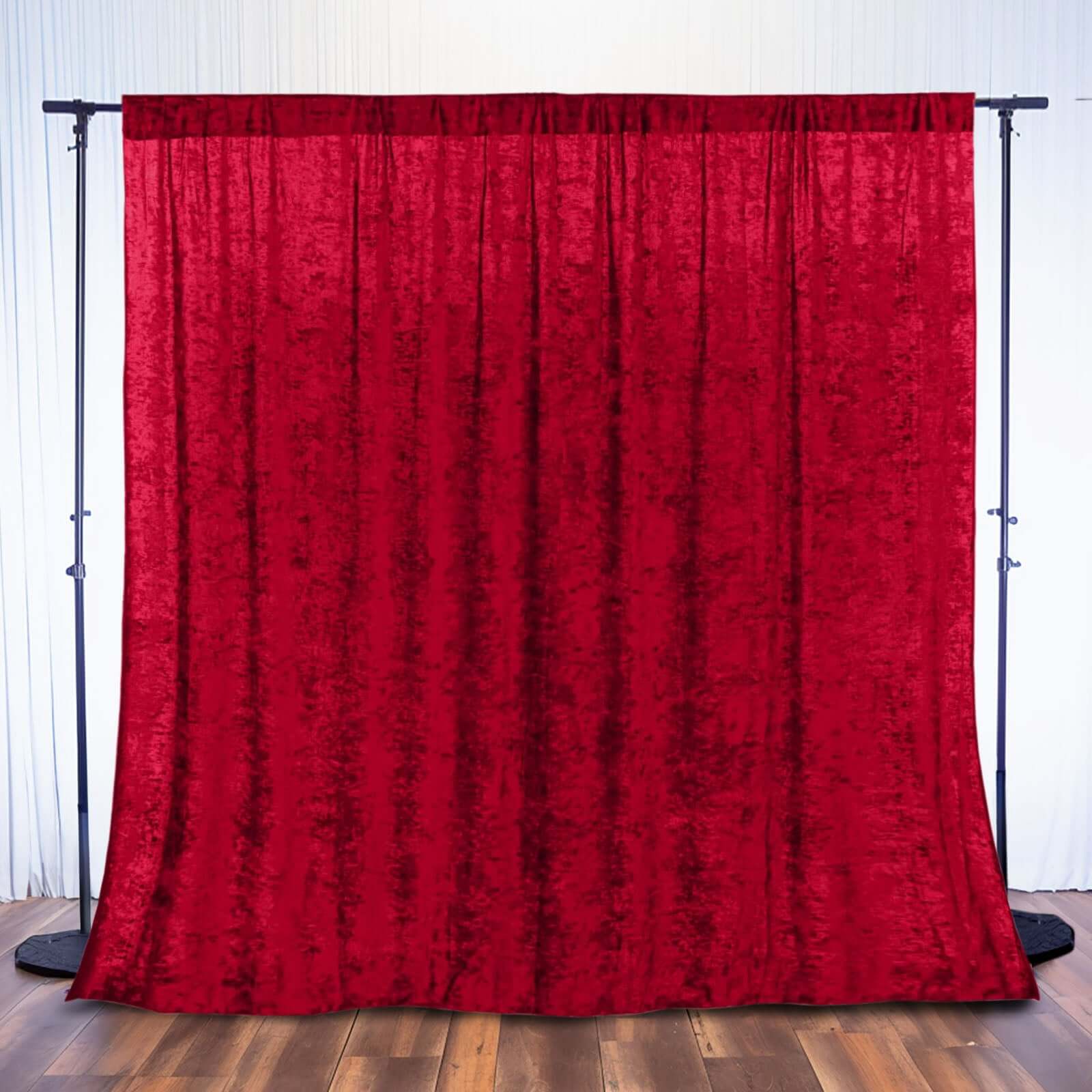 Crushed Velvet Backdrop Curtain – Red 8ft x 8ft Event Drape with Rod Pocket, Privacy Panel for Photo Booths & Events - Image 2