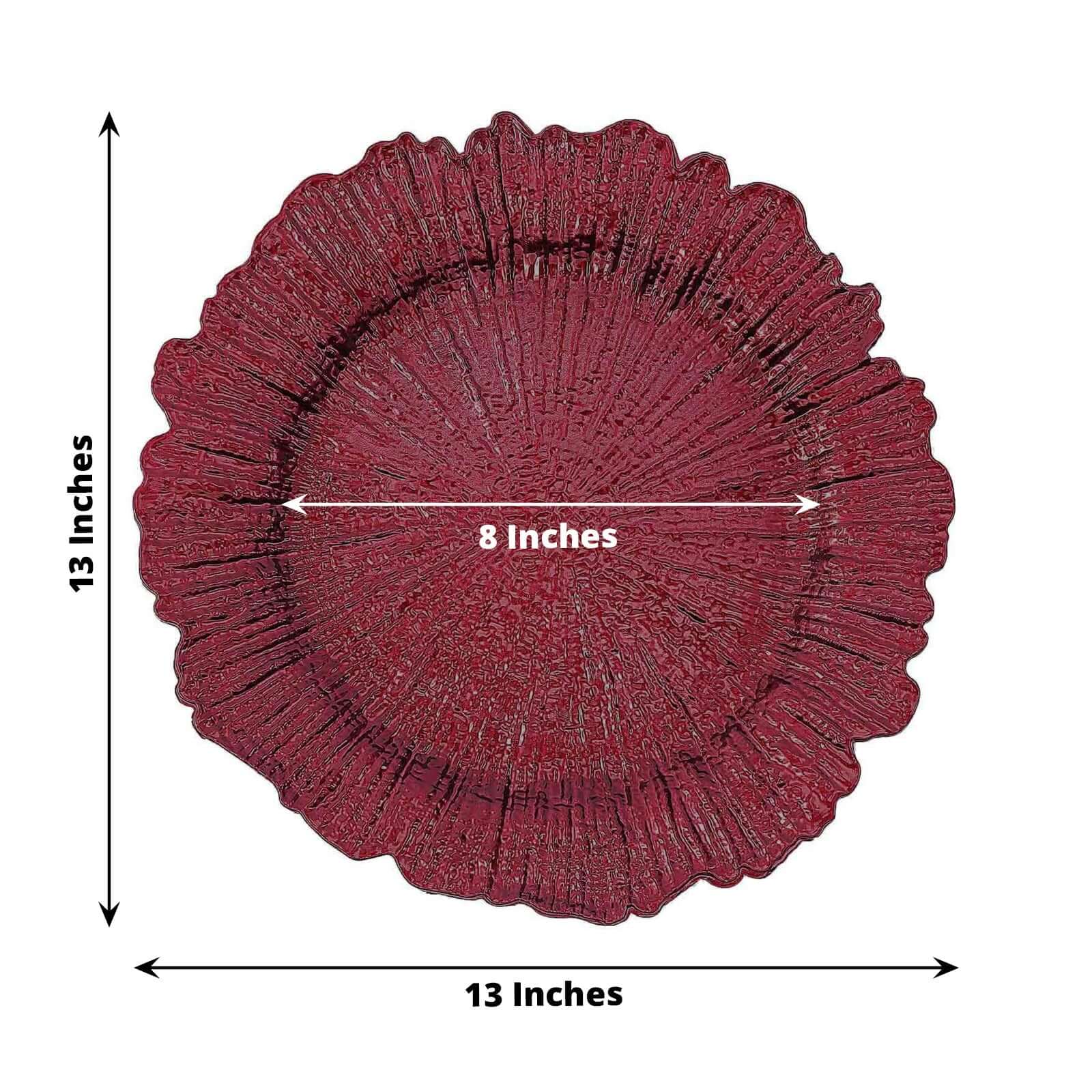 6-Pack Acrylic Plastic Charger Plates 13" Round Burgundy Reef Design - Decorative Dinner Charger Tableware - Image 3