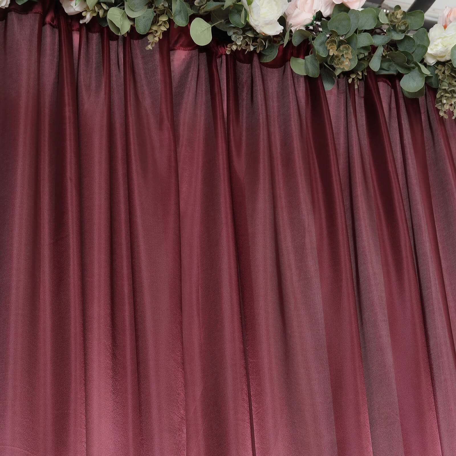 Burgundy Satin Backdrop Drape Curtain, Photo Booth Event Divider Panel - 8ftx10ft - Image 2