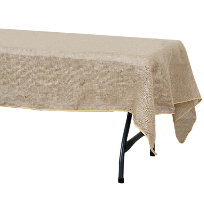 Burlap Jute Rectangle Tablecloth 60"x102" Natural - Rustic Boho Chic Table Linen - Image 4