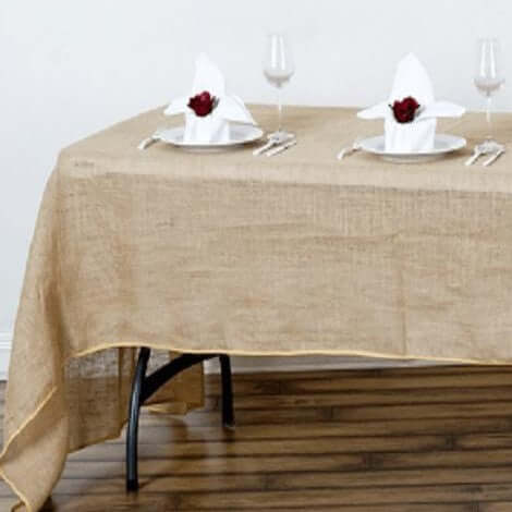 Burlap Jute Rectangle Tablecloth 90"x156" Natural - Rustic Boho Chic Seamless Table Linen - Image 3