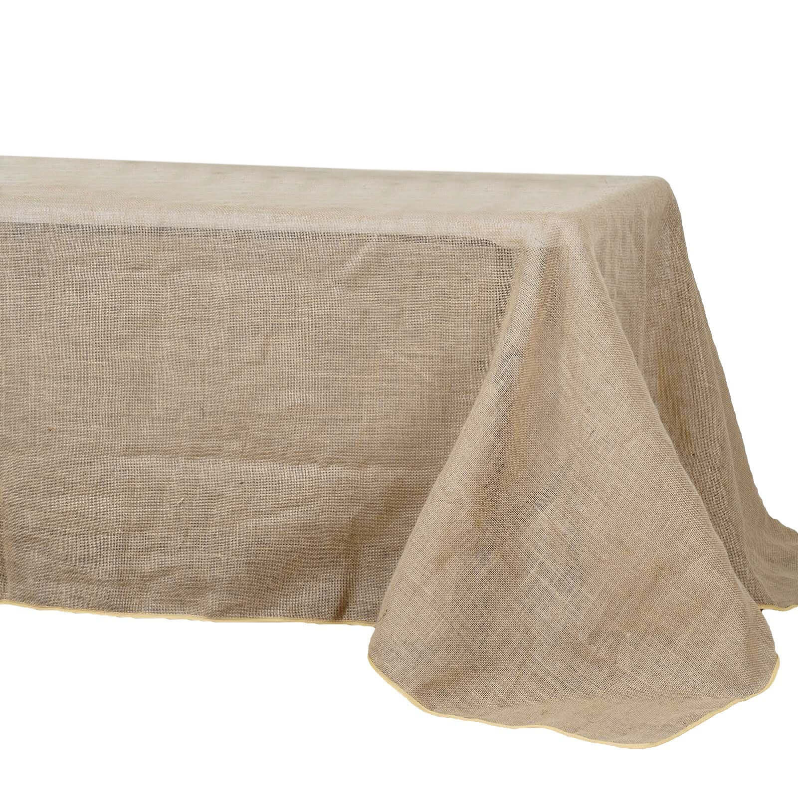 Burlap Jute Rectangle Tablecloth 90"x156" Natural - Rustic Boho Chic Seamless Table Linen - Image 6