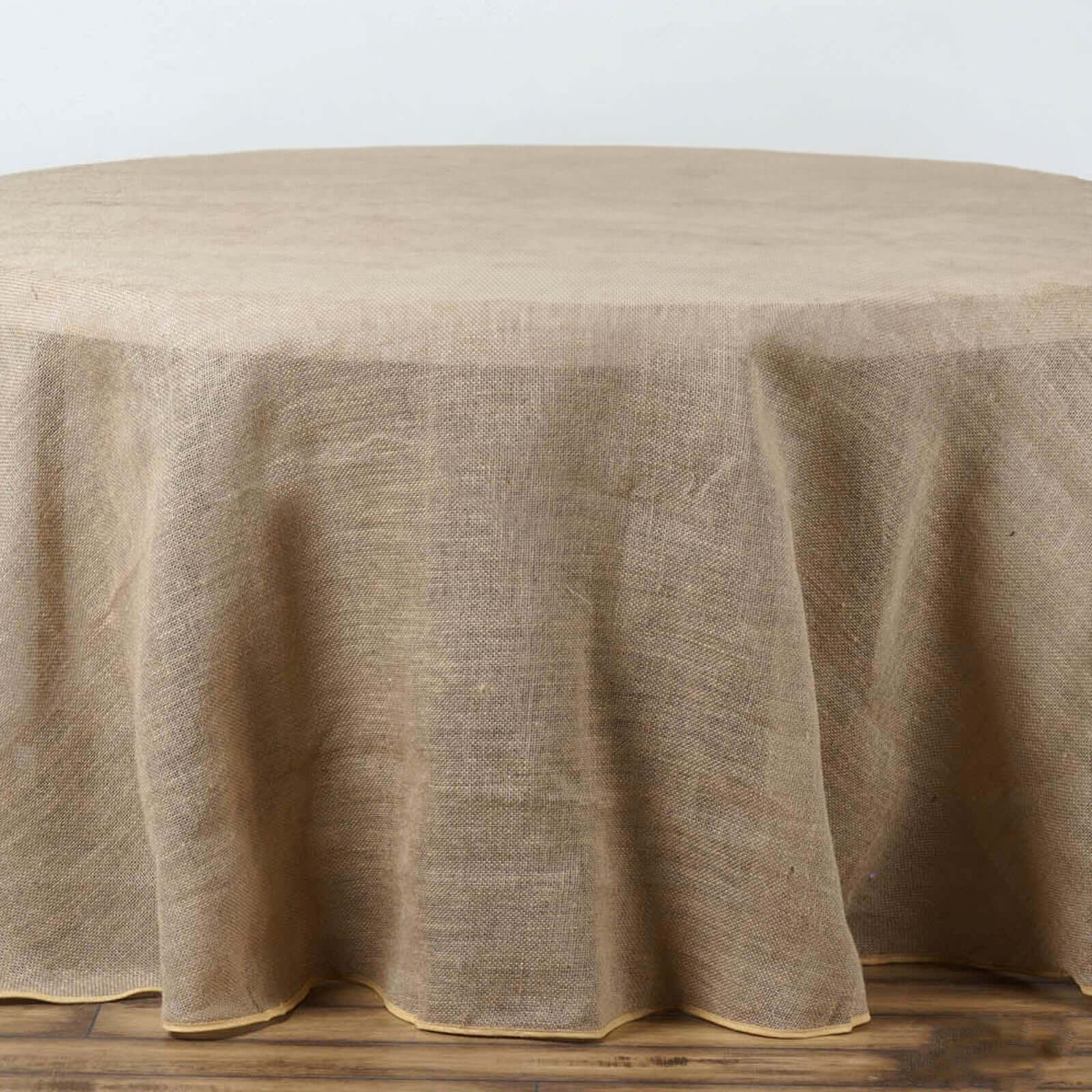 Burlap Jute Round Tablecloth 108" Natural - Rustic Boho Chic Table Linen