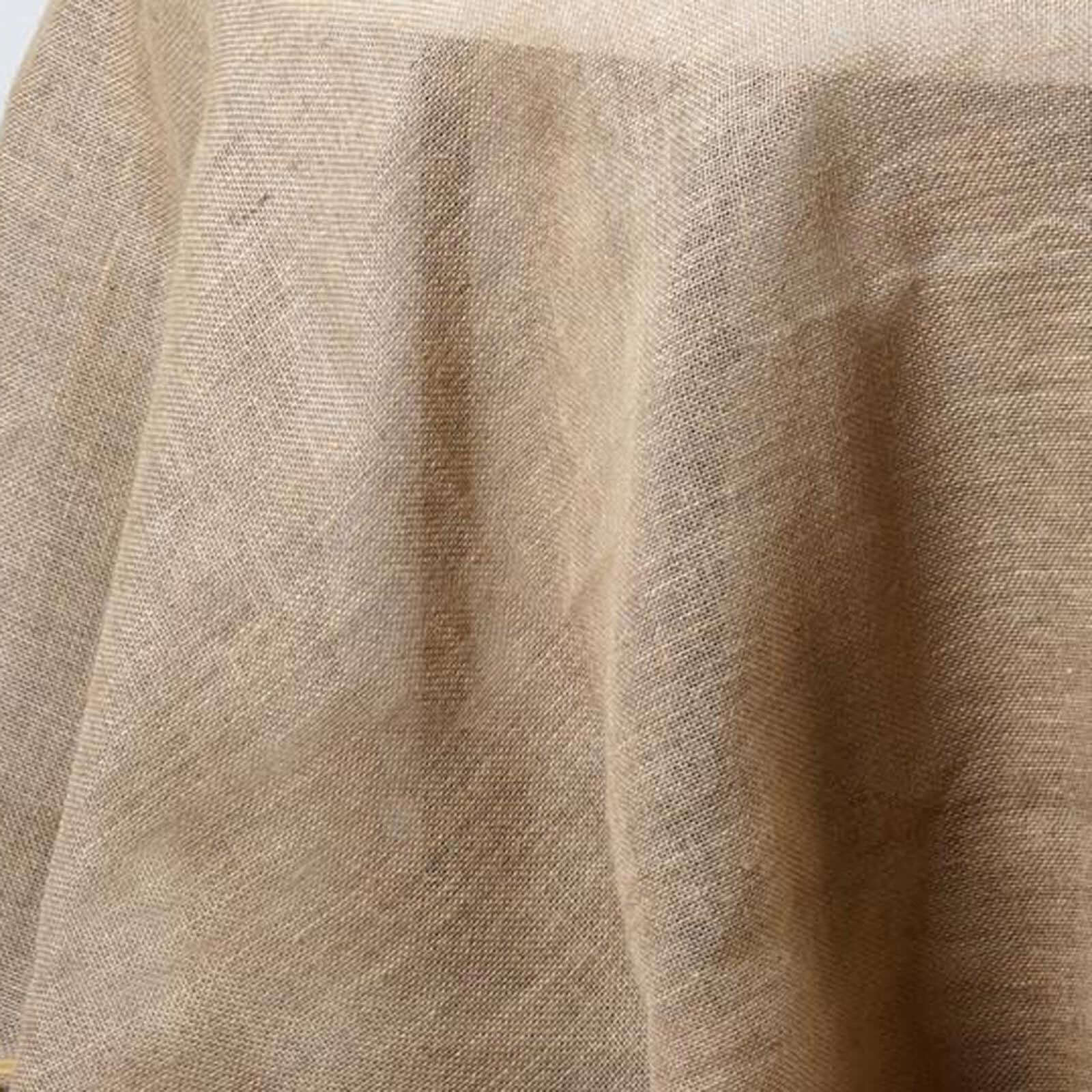 Burlap Jute Round Tablecloth 120" Natural - Rustic Boho Chic Seamless Table Linen - Image 3