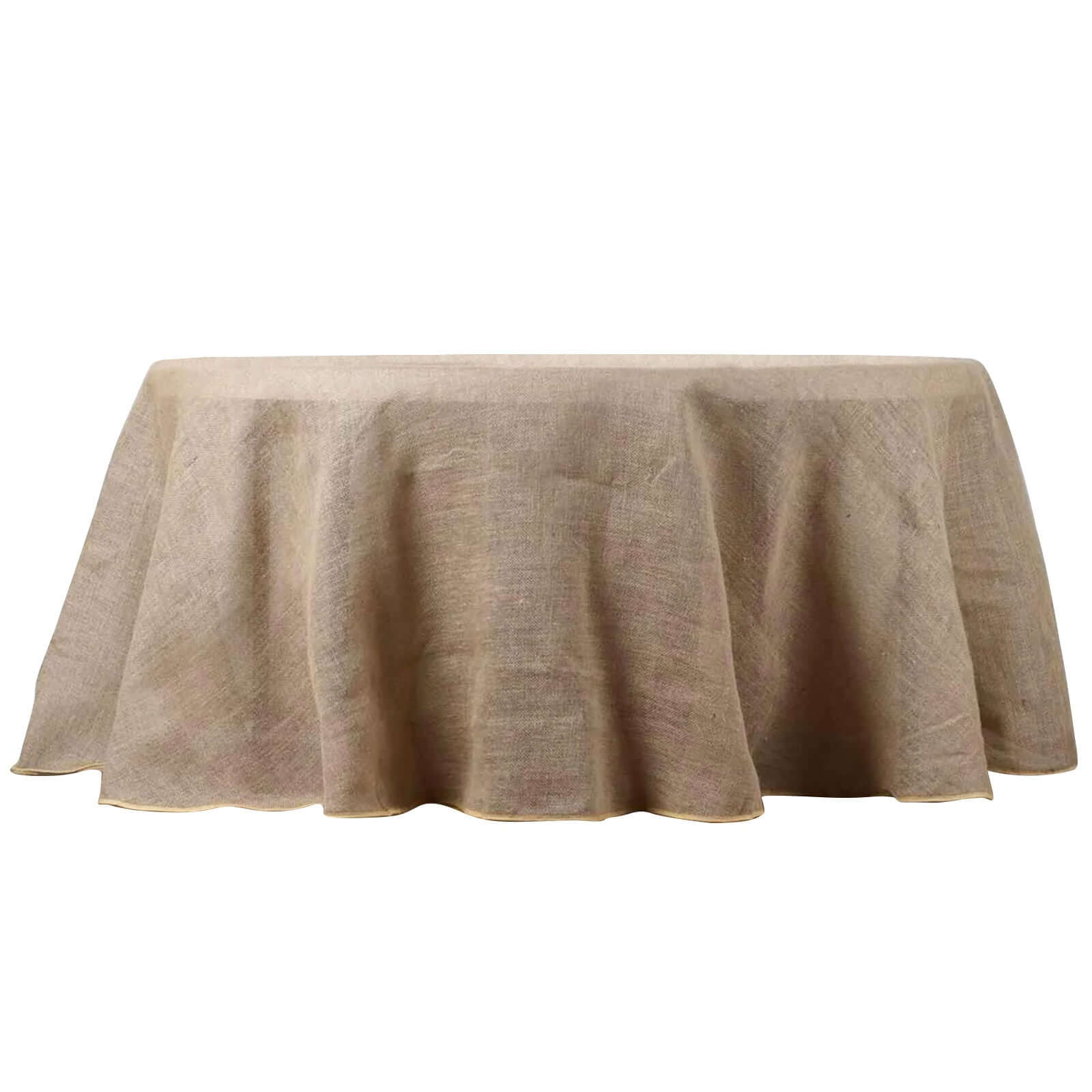Burlap Jute Round Tablecloth 120" Natural - Rustic Boho Chic Seamless Table Linen - Image 4