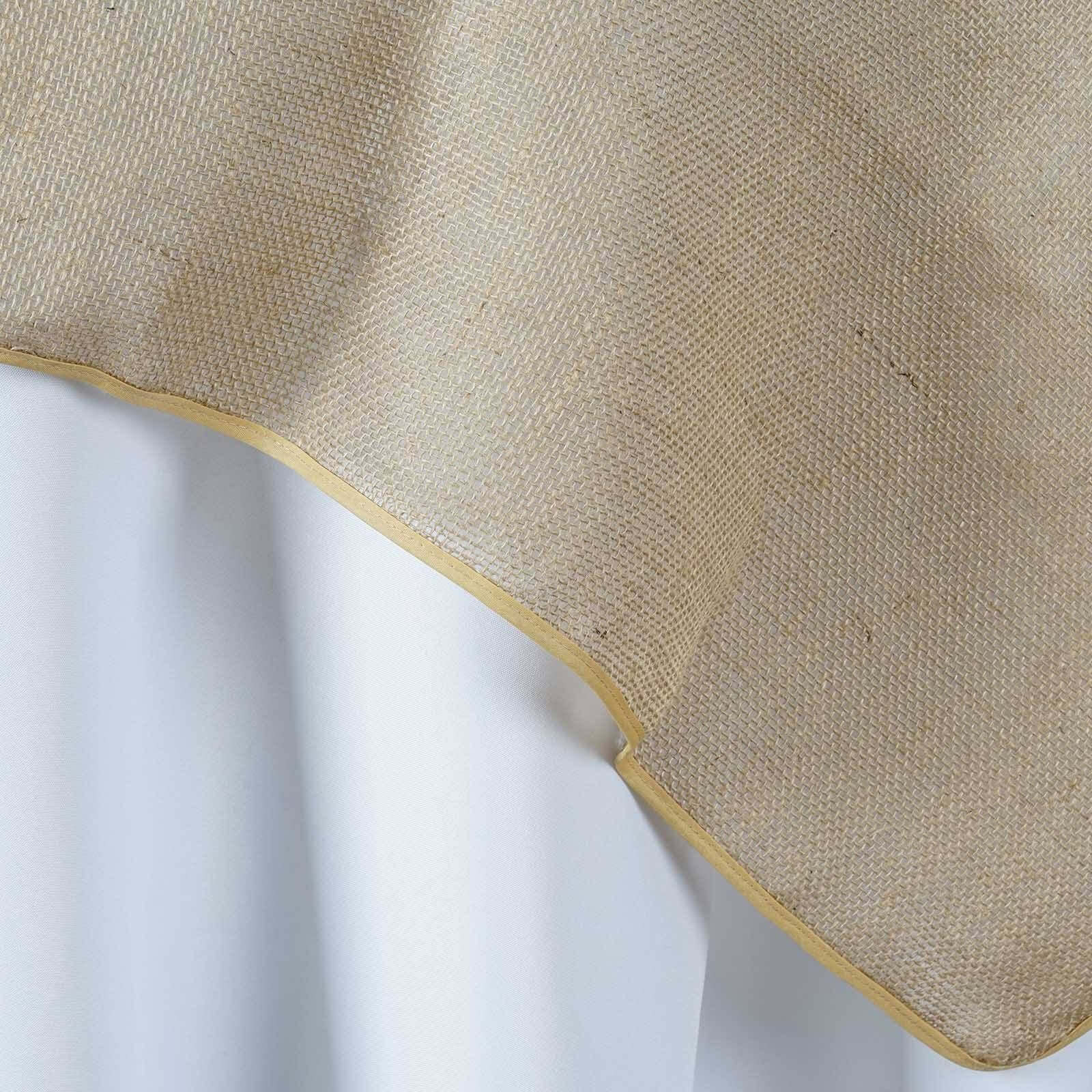 Burlap Jute Square Table Overlay 60"x60" Natural Rustic Design - Perfect for Farmhouse & Vintage Events - Image 3