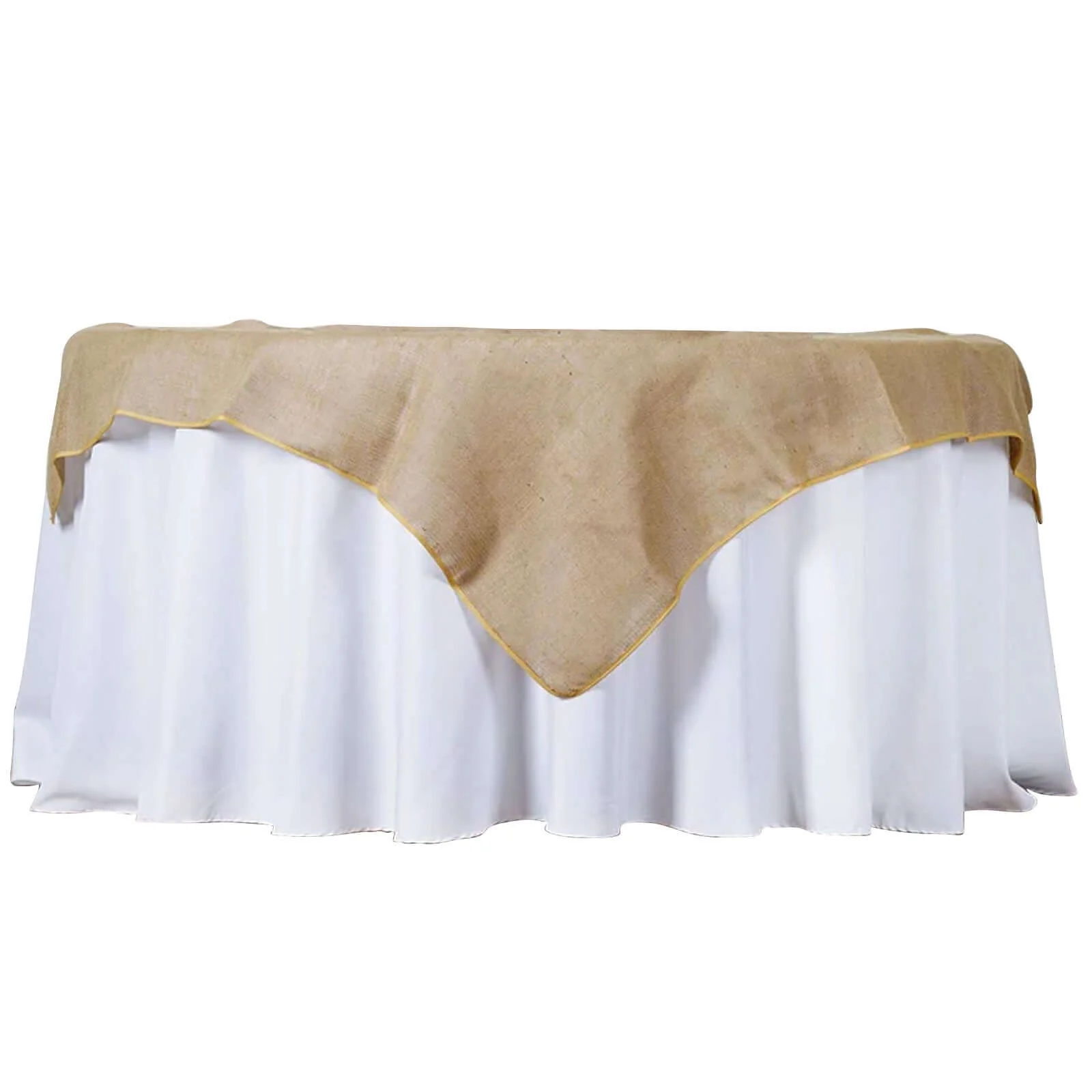 Burlap Jute Square Table Overlay 60"x60" Natural Rustic Design - Perfect for Farmhouse & Vintage Events - Image 7