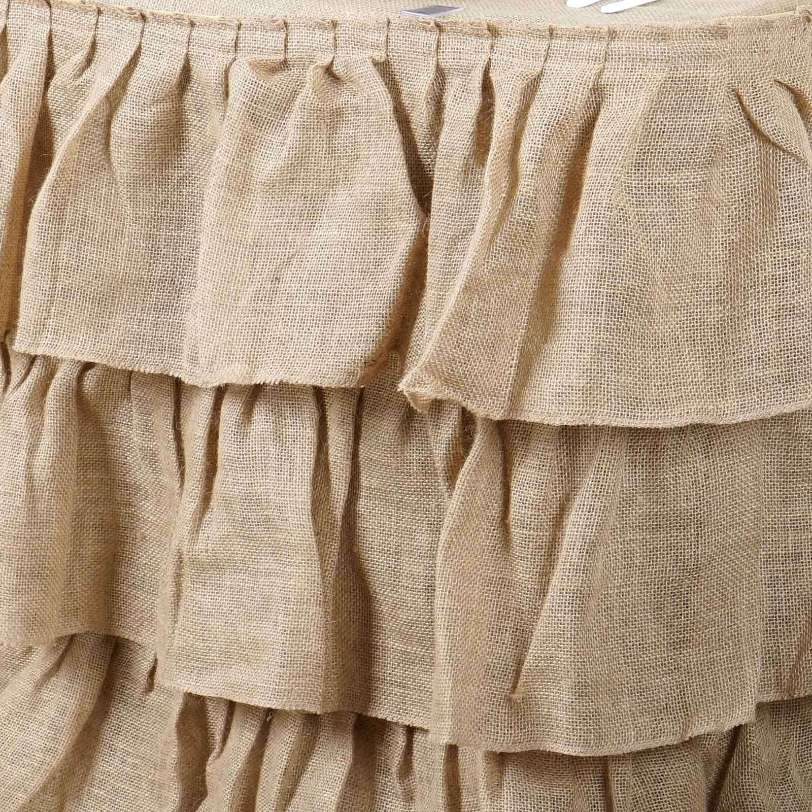 Burlap Table Skirt 17ft Natural 3 Tier Ruffled Design for Rustic Weddings & Country Events - Image 6