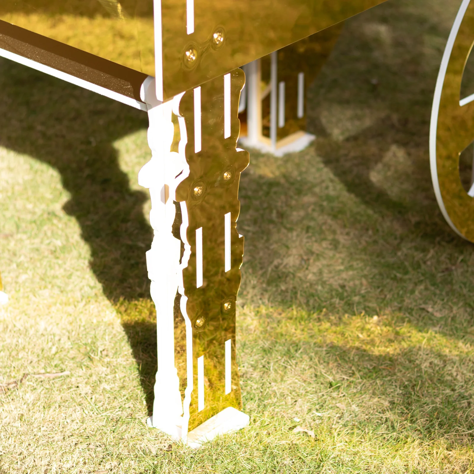 6ft Candy Cart Gold Mirrored Display Stand with Wheels and Shelf, Dessert Cart for Event Decor - Image 6