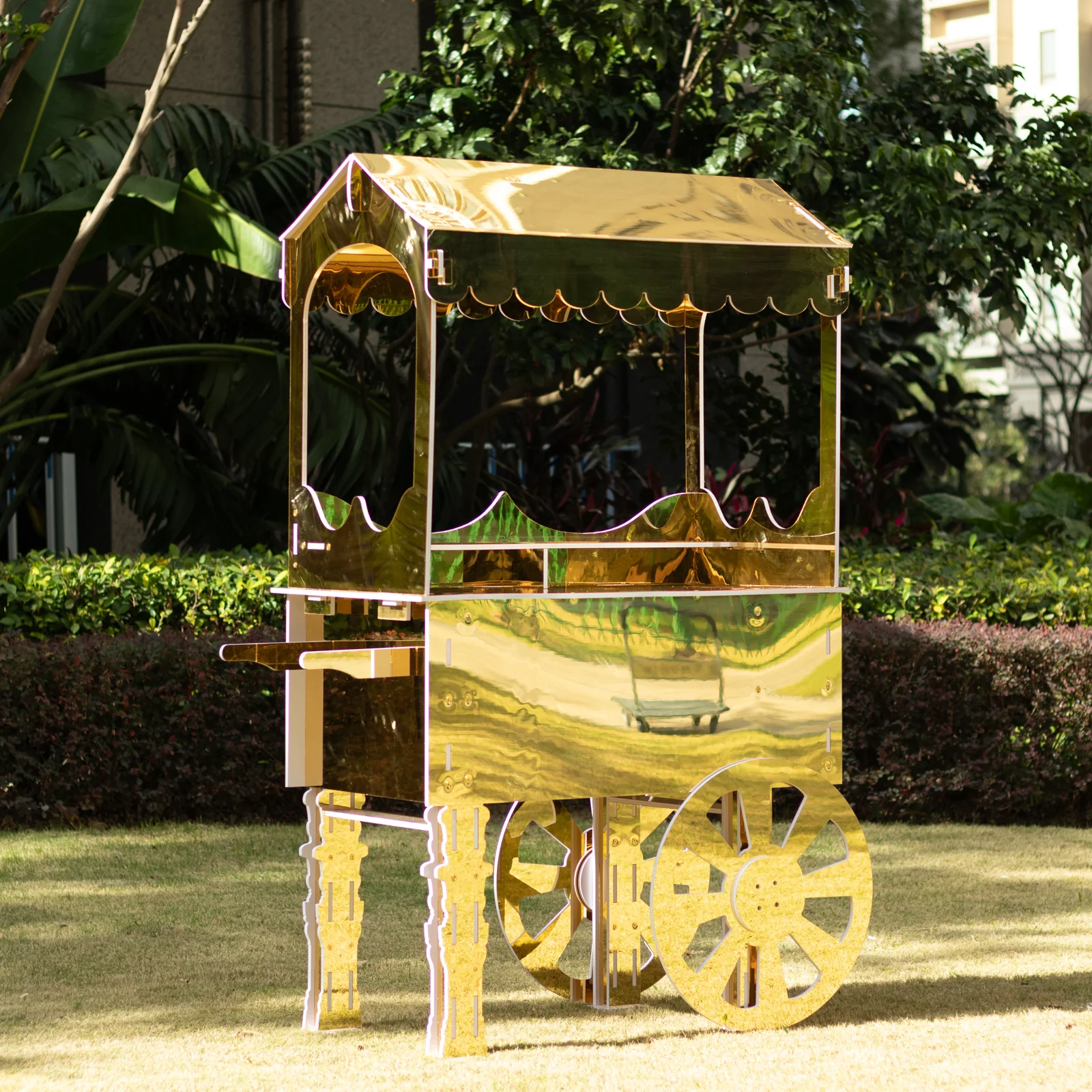 6ft Candy Cart Gold Mirrored Display Stand with Wheels and Shelf, Dessert Cart for Event Decor - Image 8