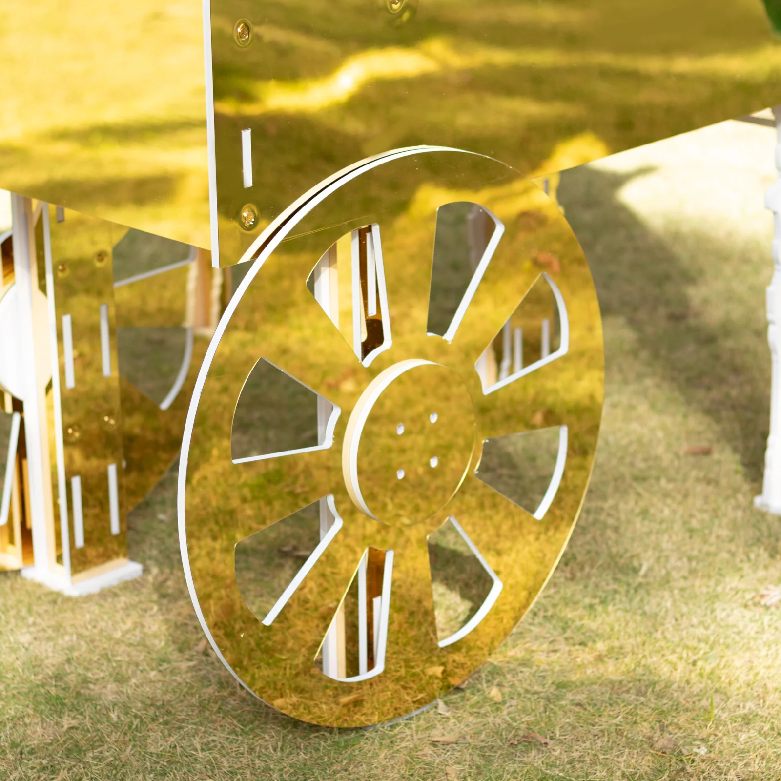 6ft Candy Cart Gold Mirrored Display Stand with Wheels and Shelf, Dessert Cart for Event Decor - Image 9