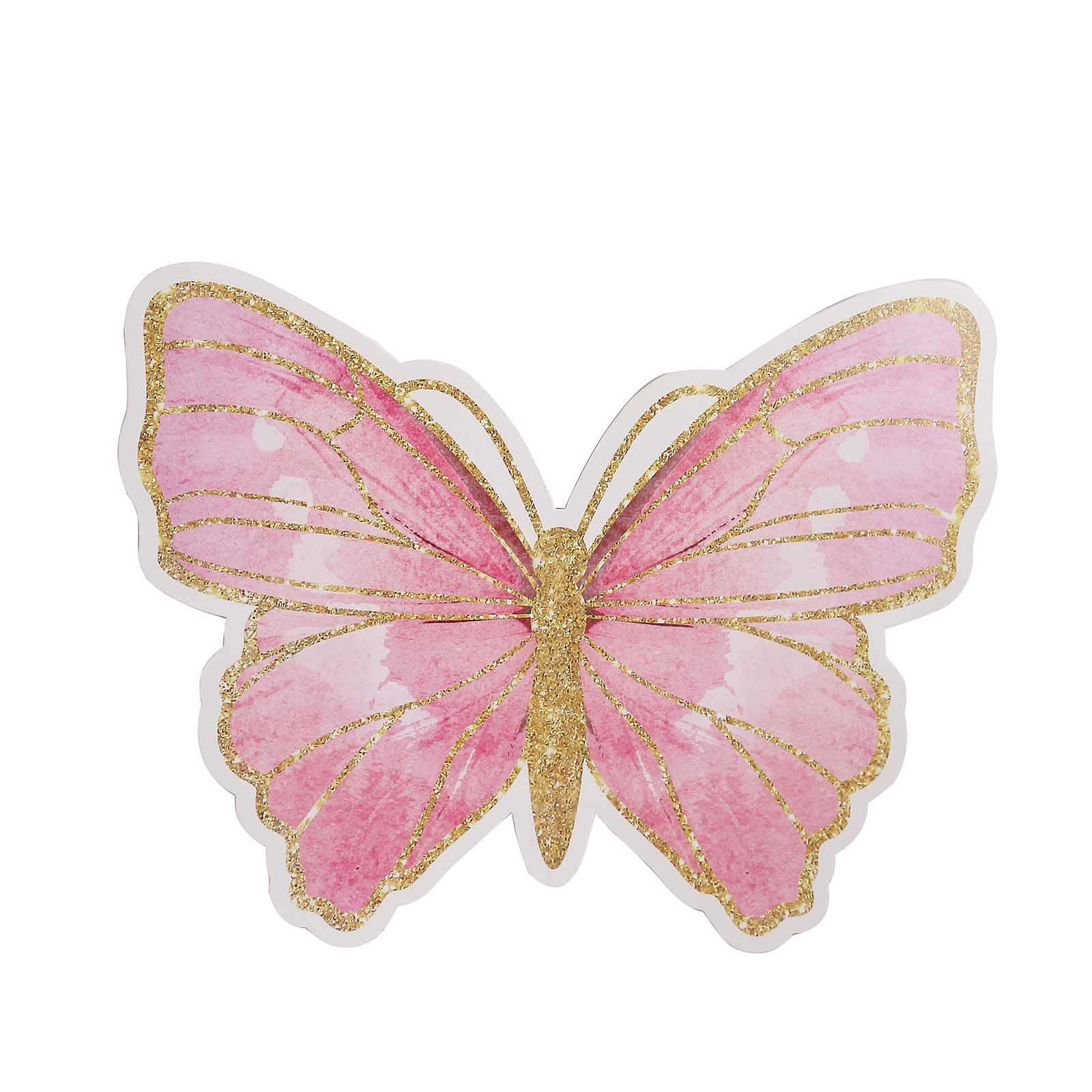 10-Pack Disposable Table Placemats 14" Pink Butterfly Design with Gold Glitters - 400GSM Cardboard Placemats - Image 8