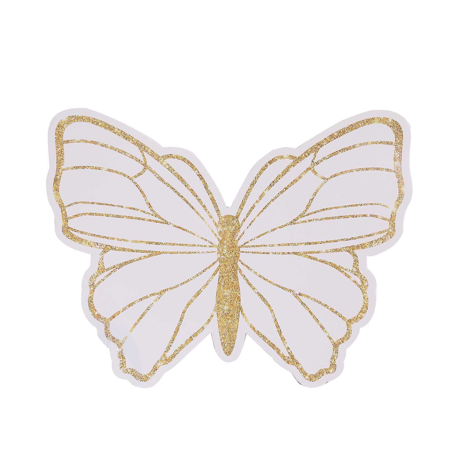 10-Pack Disposable Table Placemats 14" White Butterfly Design with Gold Glitters - 400GSM Cardboard Placemats for Stylish Party Tableware - Image 7