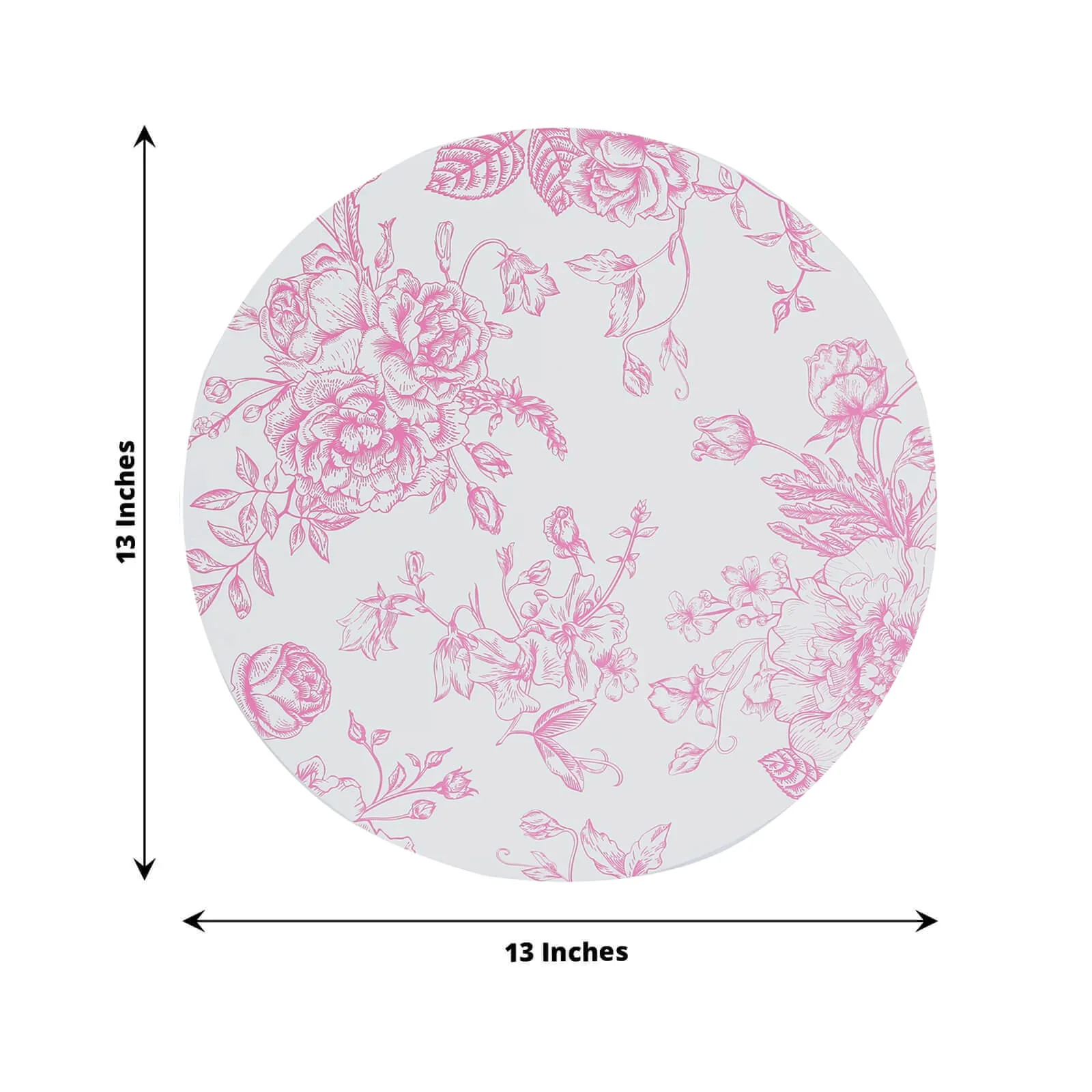 10-Pack Disposable Table Placemats in French Toile Print 13" in White/Matte Pink - Classy Cardboard Placemats for Dinner Parties & Banquets - Image 2