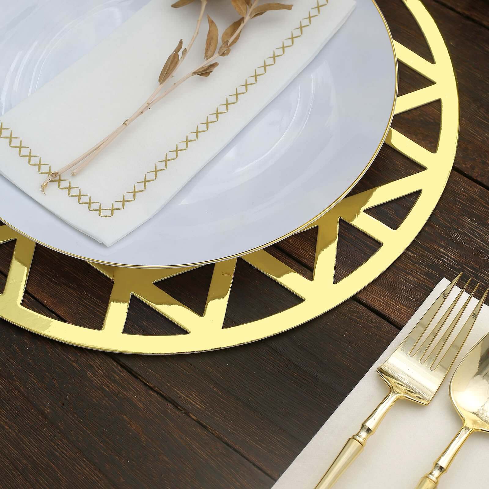6-Pack Disposable Table Placemats 13" Metallic Gold Laser Cut Geometric Triangle Design - 700GSM Cardboard Placemats for Upscale Occasions - Image 14