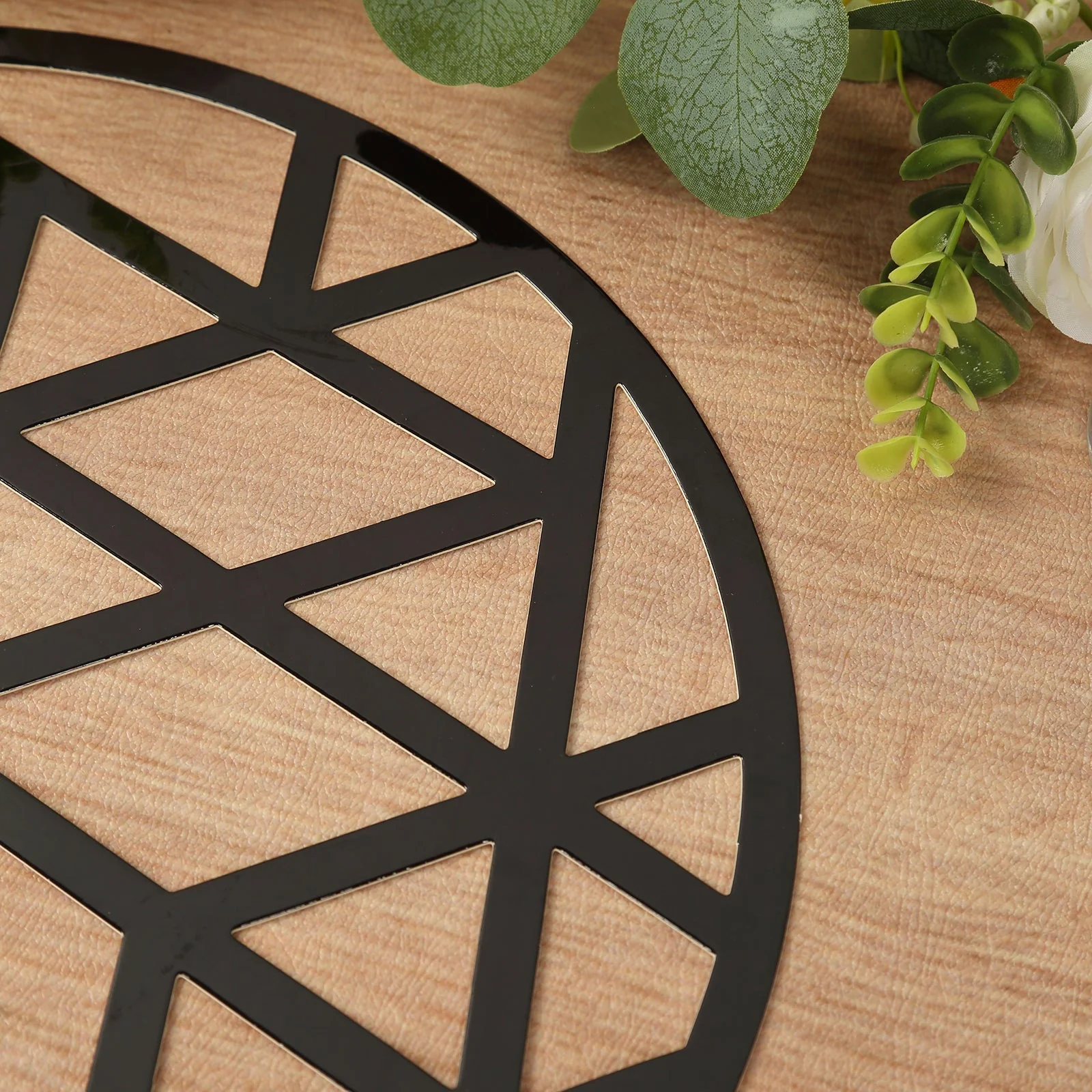 6-Pack Disposable Table Placemats 13" Black Laser Cut Geometric Triangle Design - 700GSM Cardboard Placemats - Image 6