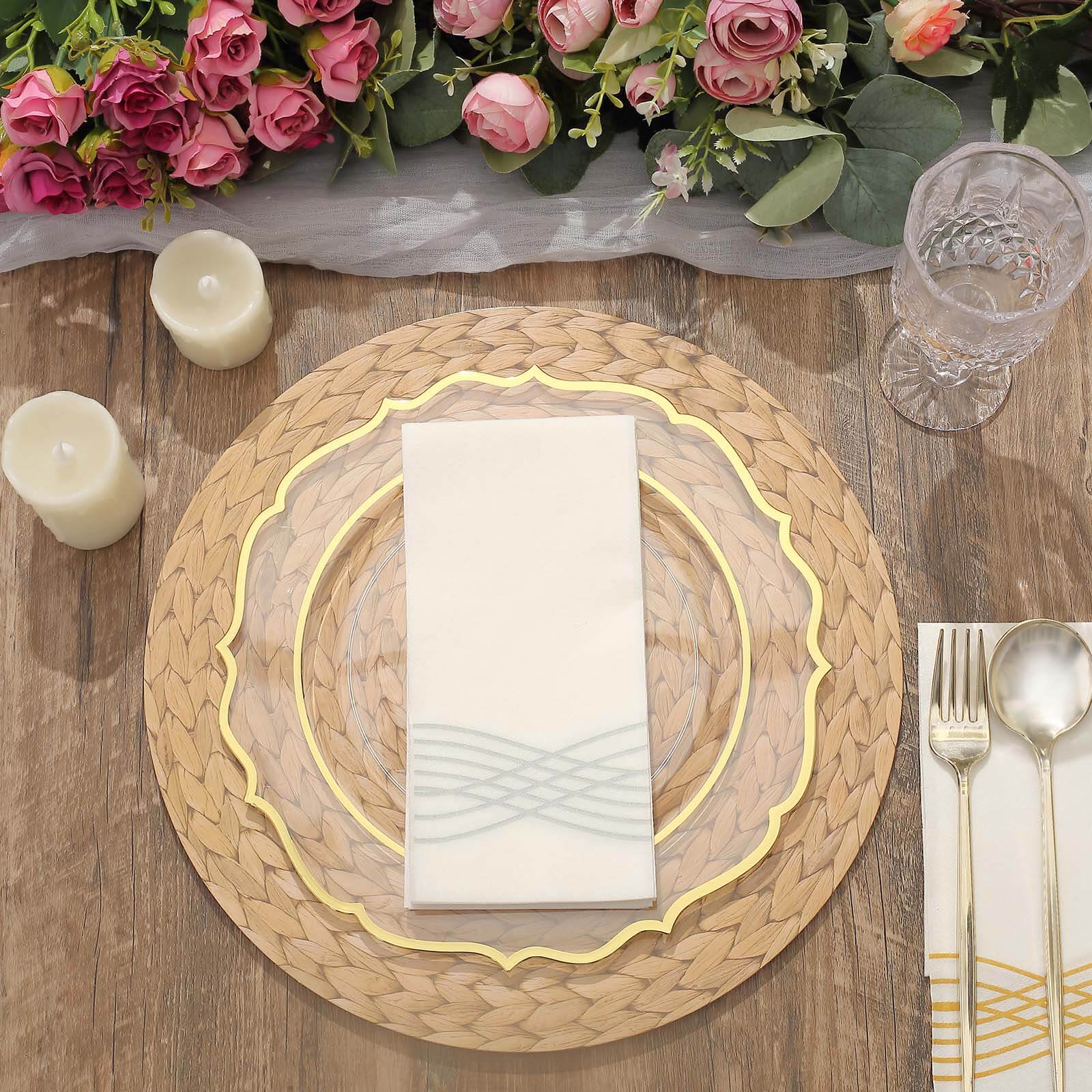 6-Pack Disposable Table Placemats 13" Natural with Woven Rattan Print - 700GSM Cardboard Placemats for Rustic & Boho Themed Events - Image 2