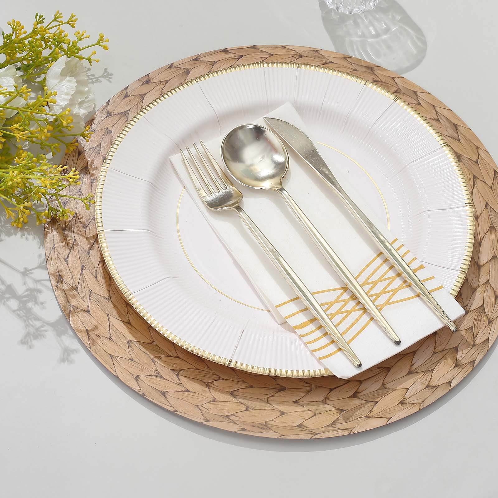 6-Pack Disposable Table Placemats 13" Natural with Woven Rattan Print - 700GSM Cardboard Placemats for Rustic & Boho Themed Events - Image 7