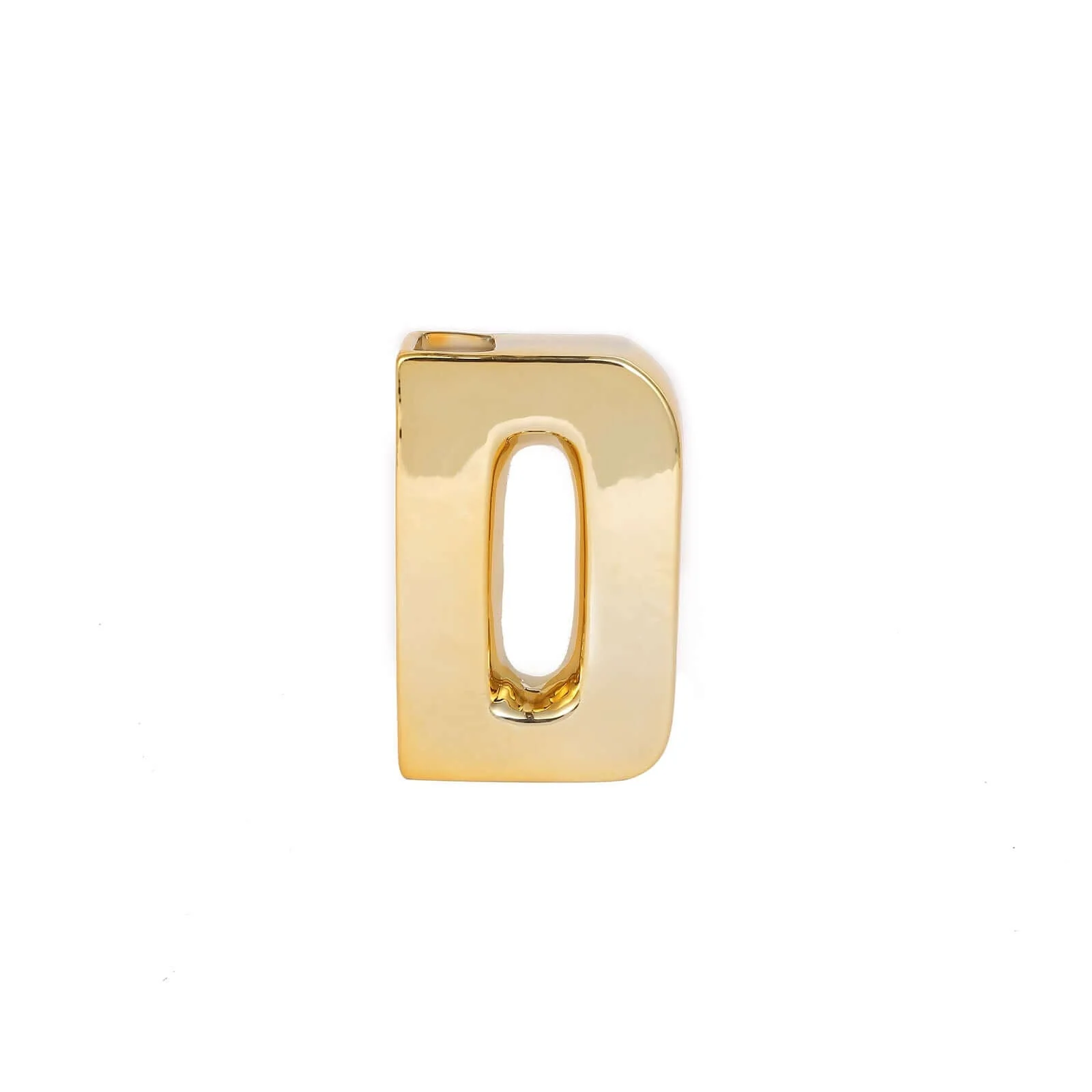 Ceramic Letter "D" Vase Shiny Gold Plated 6" - Stylish Bud Planter Pot for Table Centerpieces - Image 6