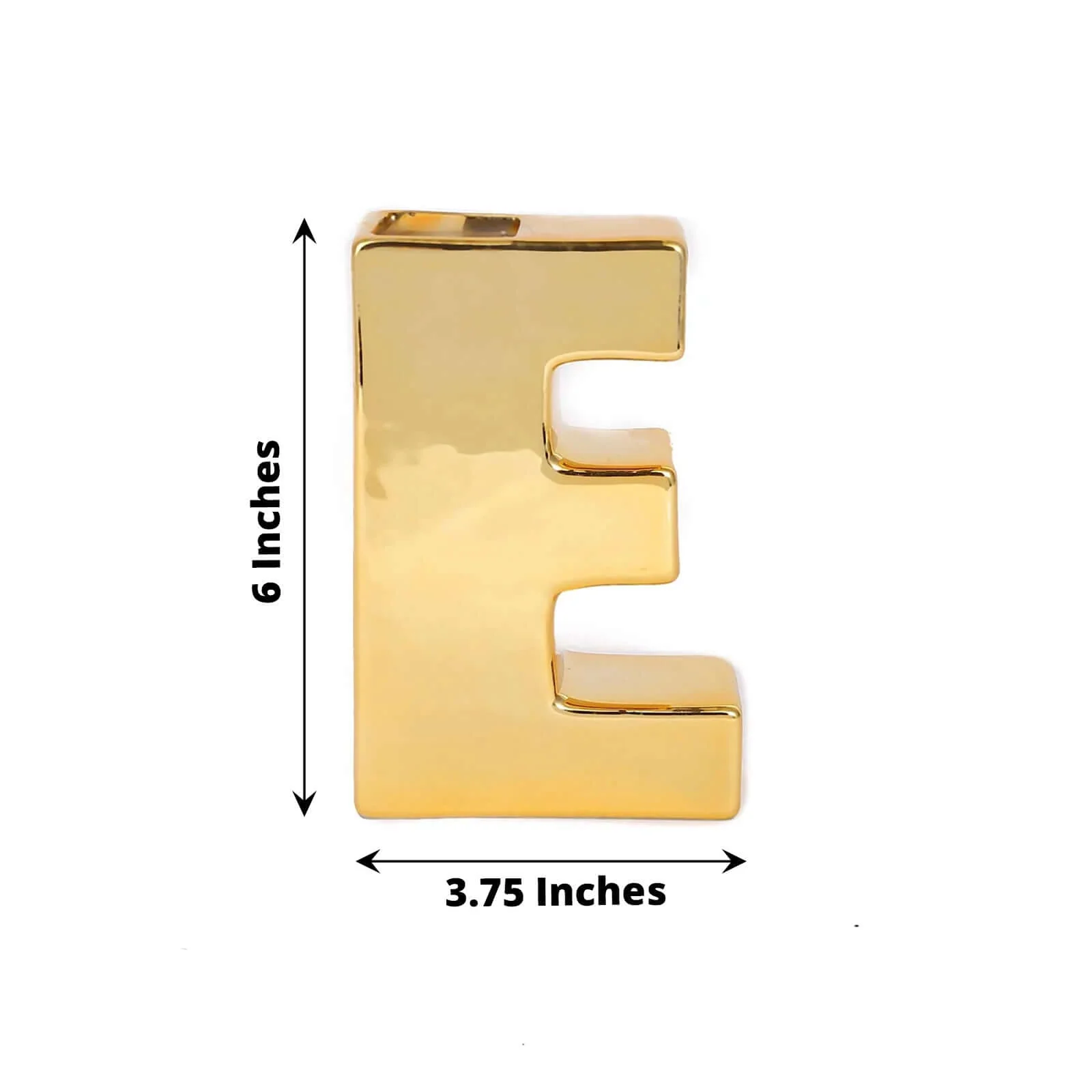 Ceramic Letter "E" Vase Shiny Gold Plated 6" - Stylish Bud Planter Pot for Table Centerpieces - Image 3