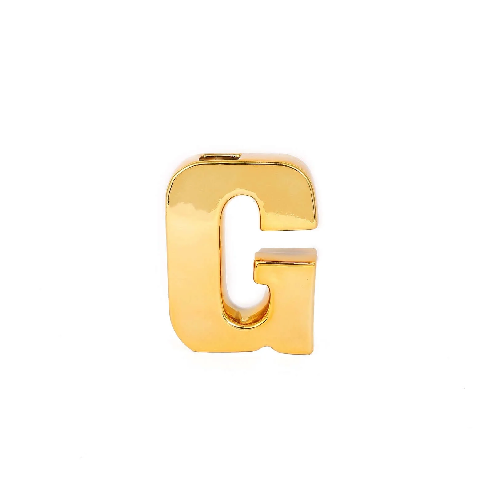 Ceramic Letter "G" Vase Shiny Gold Plated 6" - Stylish Bud Planter Pot for Table Centerpieces - Image 6