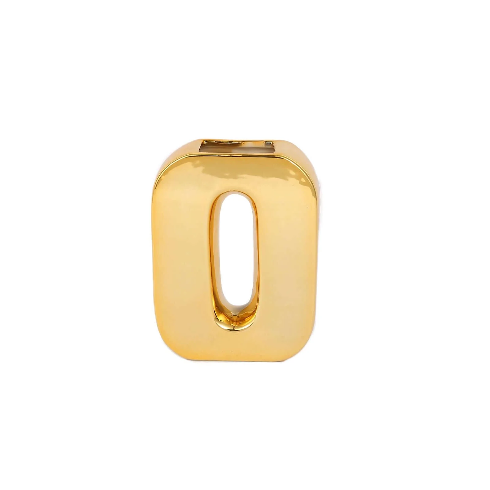 Ceramic Letter "O" Vase Shiny Gold Plated 6" - Stylish Bud Planter Pot for Table Centerpieces - Image 6