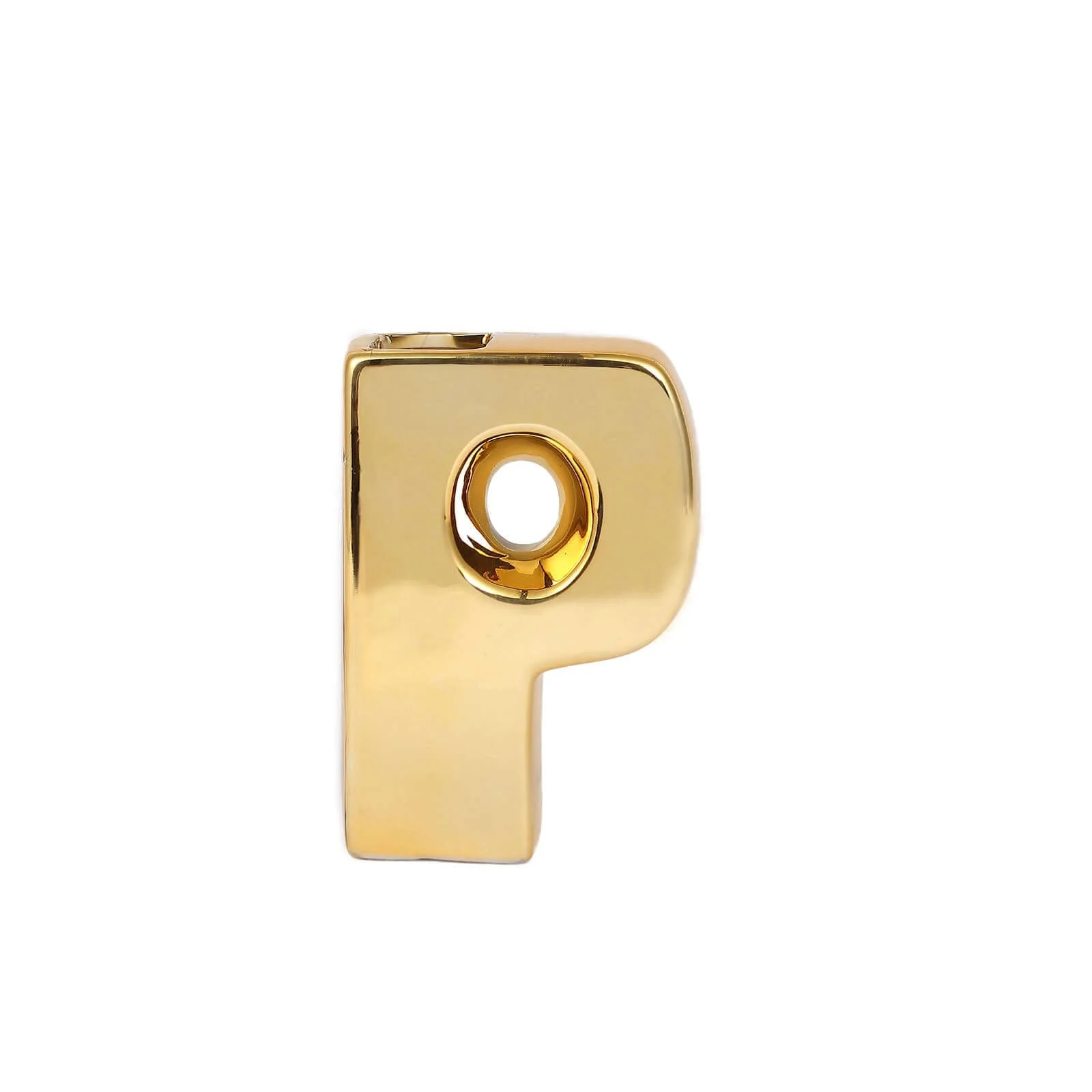 Ceramic Letter "P" Vase Shiny Gold Plated 6" - Stylish Bud Planter Pot for Table Centerpieces - Image 5