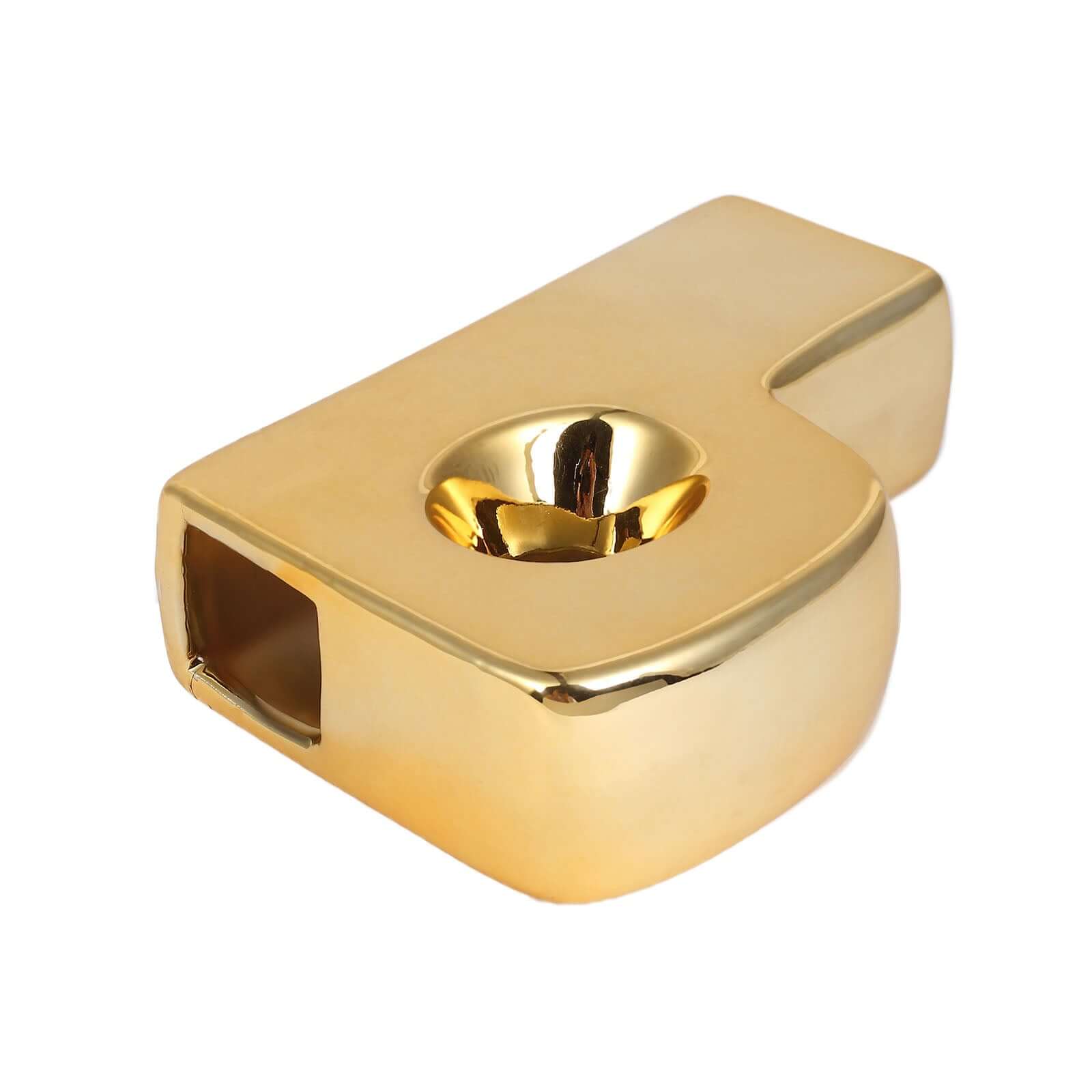 Ceramic Letter "P" Vase Shiny Gold Plated 6" - Stylish Bud Planter Pot for Table Centerpieces - Image 8