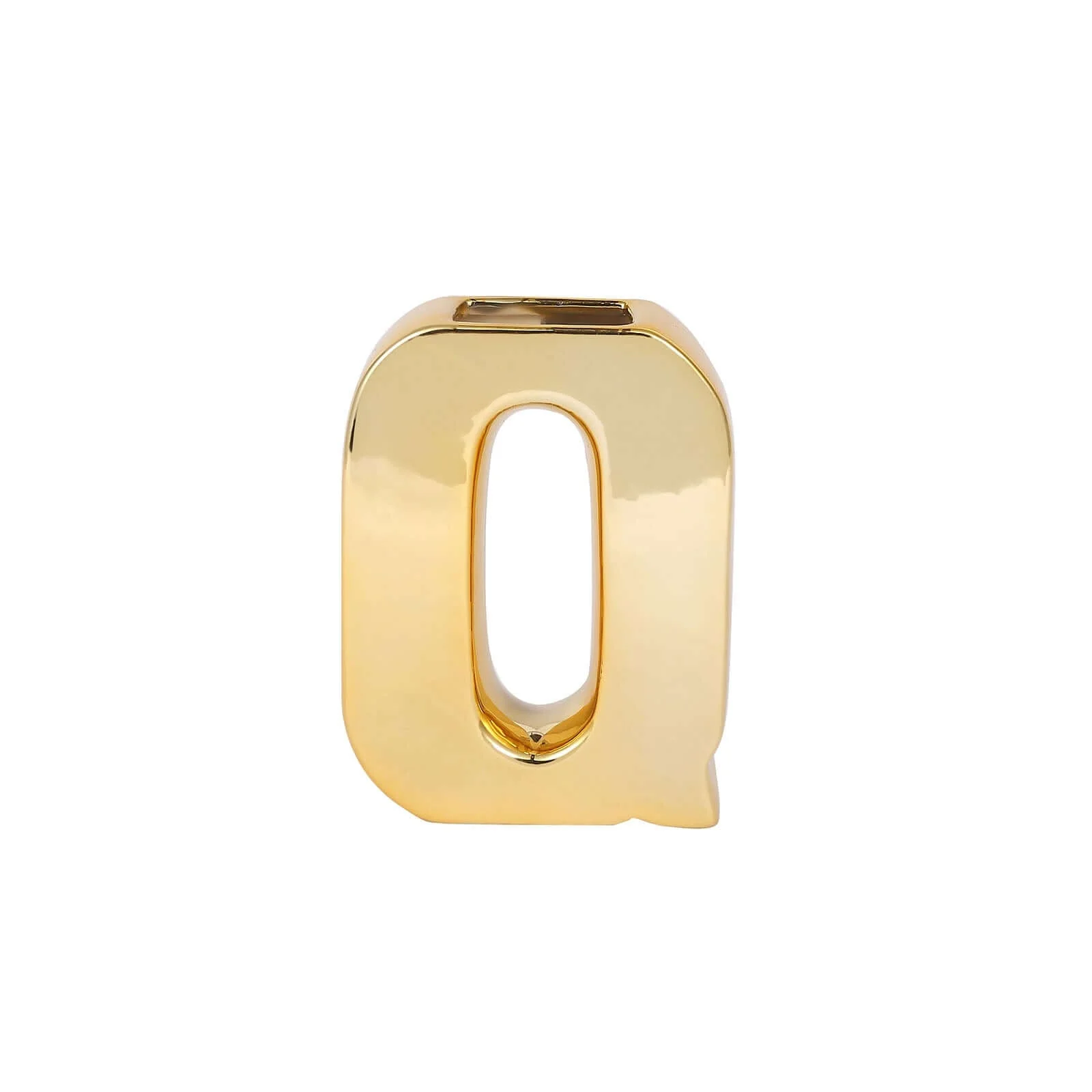 Ceramic Letter "Q" Vase Shiny Gold Plated 6" - Stylish Bud Planter Pot for Table Centerpieces - Image 6