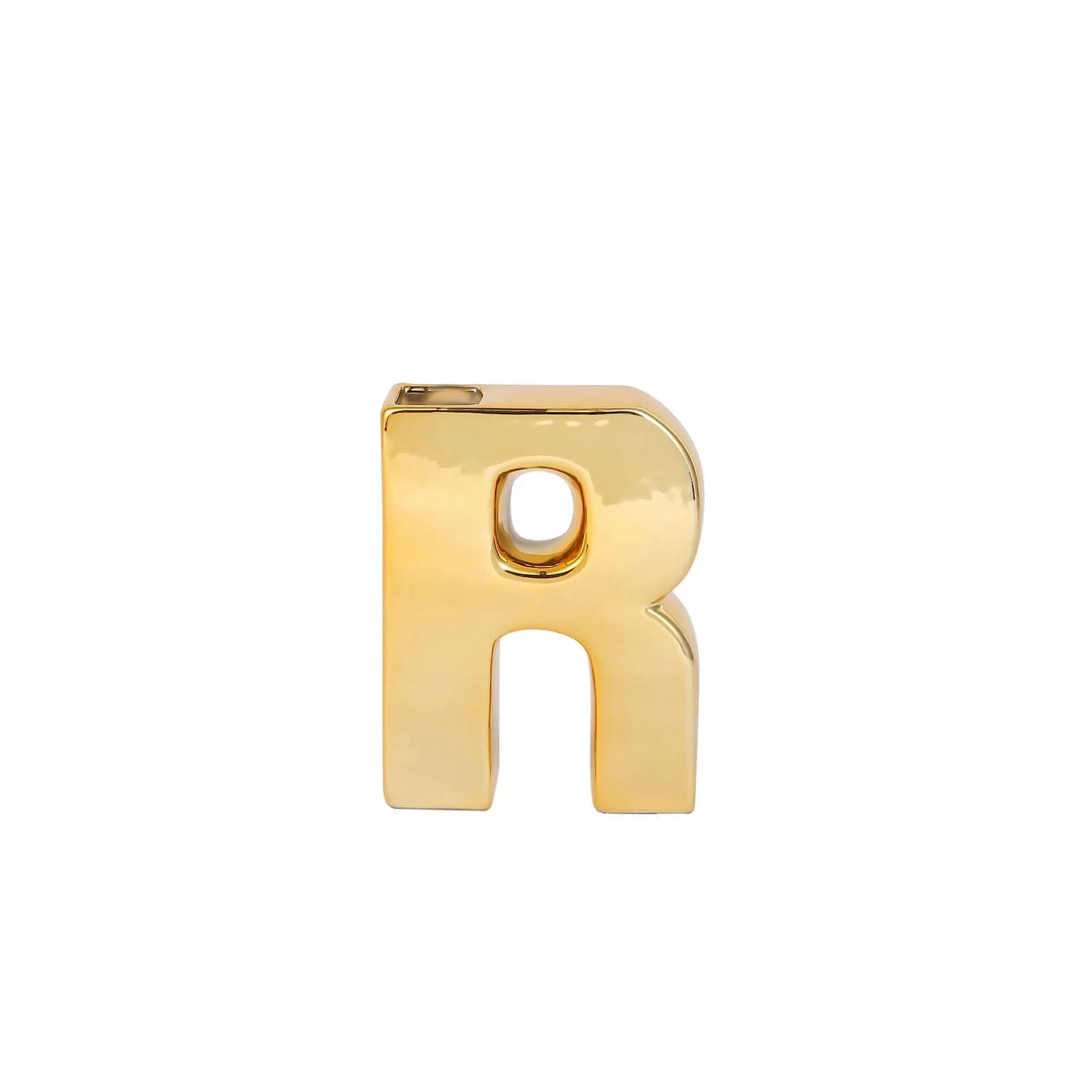 Ceramic Letter "R" Vase Shiny Gold Plated 6" - Stylish Bud Planter Pot for Table Centerpieces - Image 6