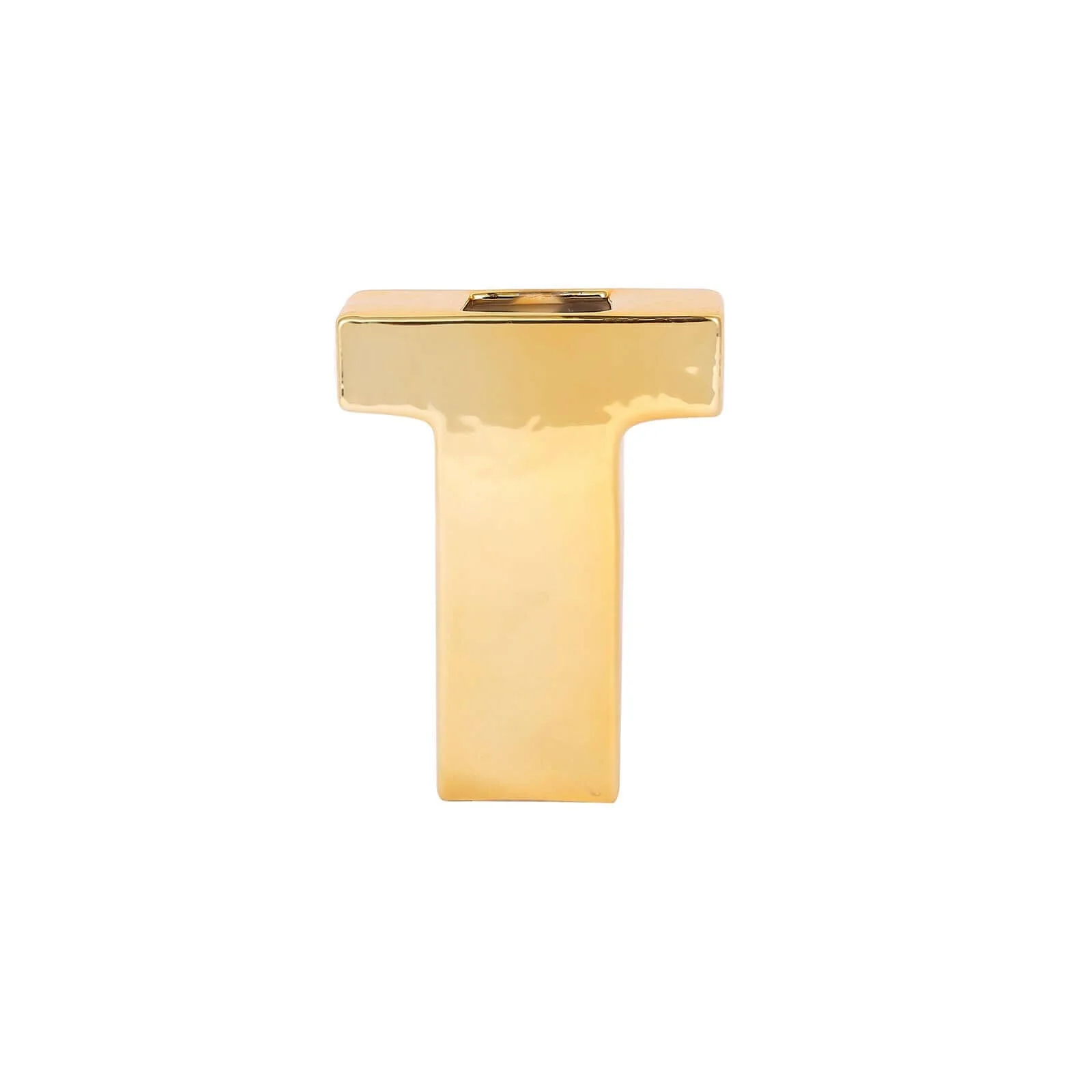 Ceramic Letter "T" Vase Shiny Gold Plated 6" - Stylish Bud Planter Pot for Table Centerpieces - Image 6