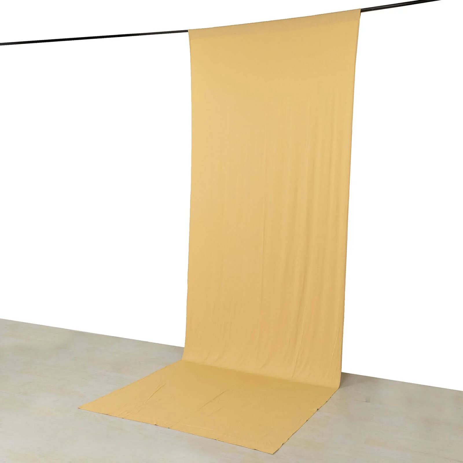 Champagne 4-Way Stretch Spandex Backdrop Drape Curtain, Wrinkle Free Event Divider Panel with Rod Pockets - 5ftx14ft - Image 3