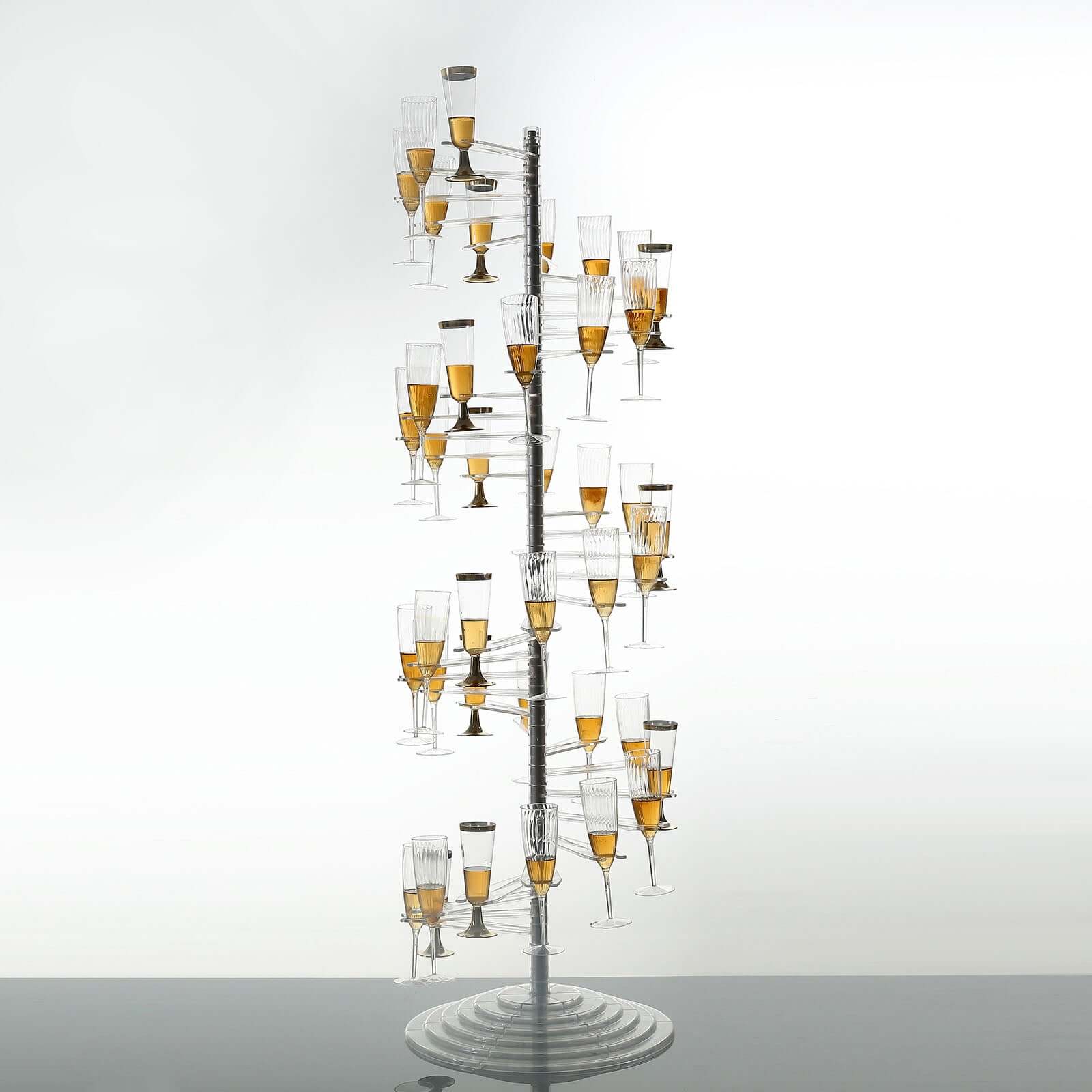 Champagne Glass Holder Tower 4.5ft Clear Acrylic Spiral Design with 40 Holders, Flute Display Rack Cocktail Tree Stand for Stylish Drink Presentation - Image 5