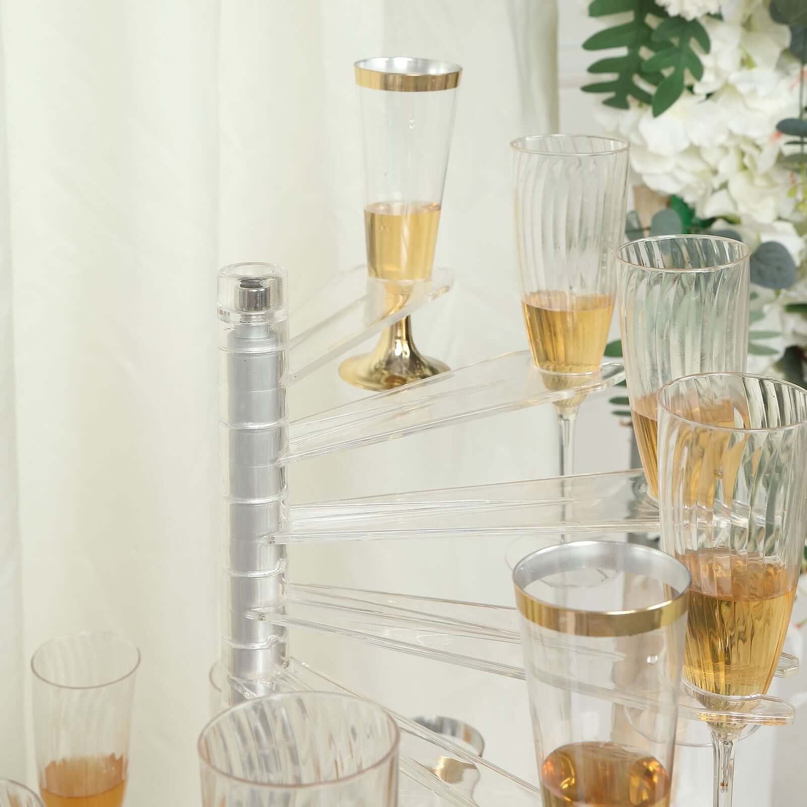 Champagne Glass Holder Tower 4.5ft Clear Acrylic Spiral Design with 40 Holders, Flute Display Rack Cocktail Tree Stand for Stylish Drink Presentation - Image 6