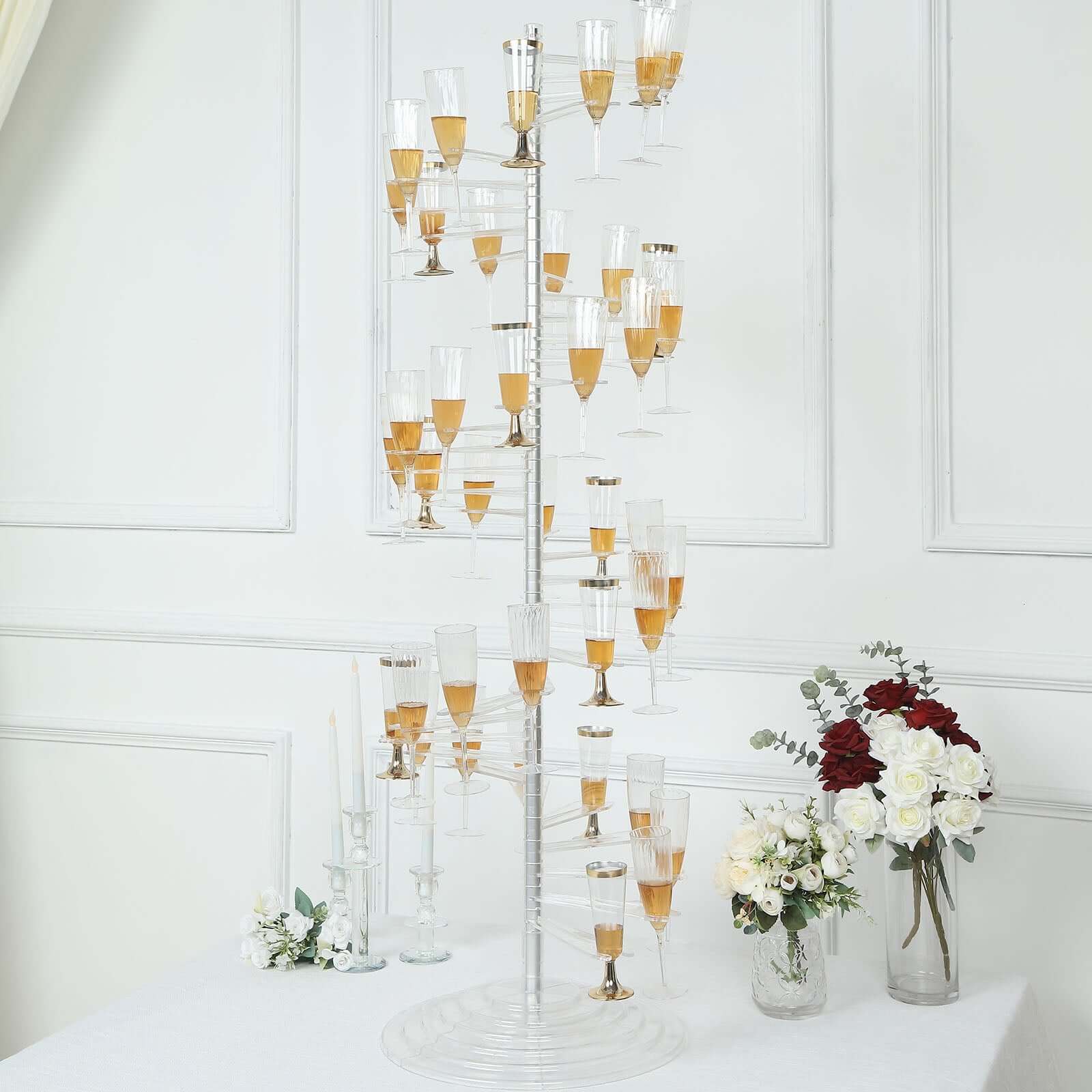 Champagne Glass Holder Tower 4.5ft Clear Acrylic Spiral Design with 40 Holders, Flute Display Rack Cocktail Tree Stand for Stylish Drink Presentation - Image 7