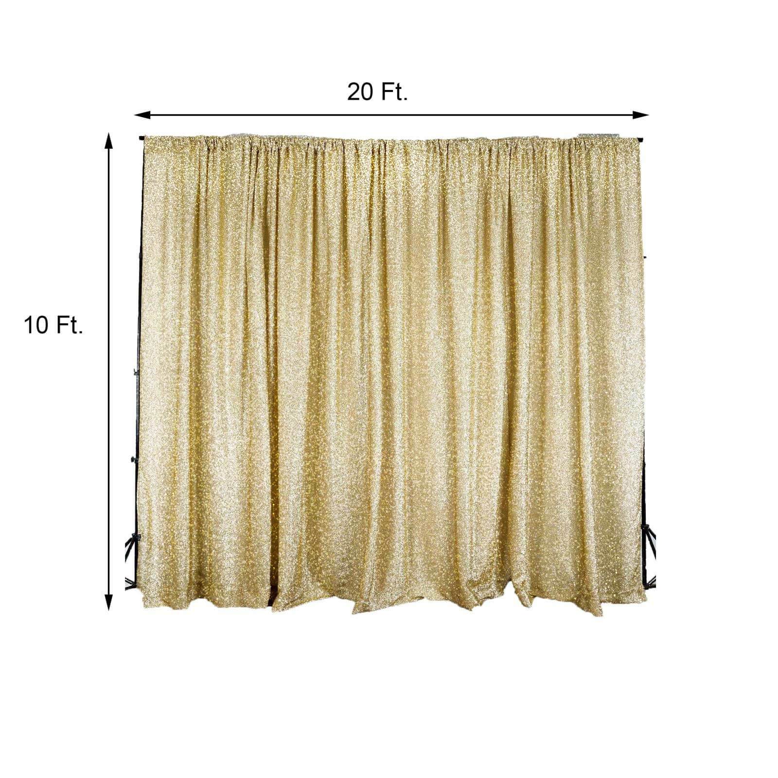 Champagne Metallic Shimmer Tinsel Backdrop Drape Curtain, Event Background Divider Panel - 20ftx10ft - Image 3
