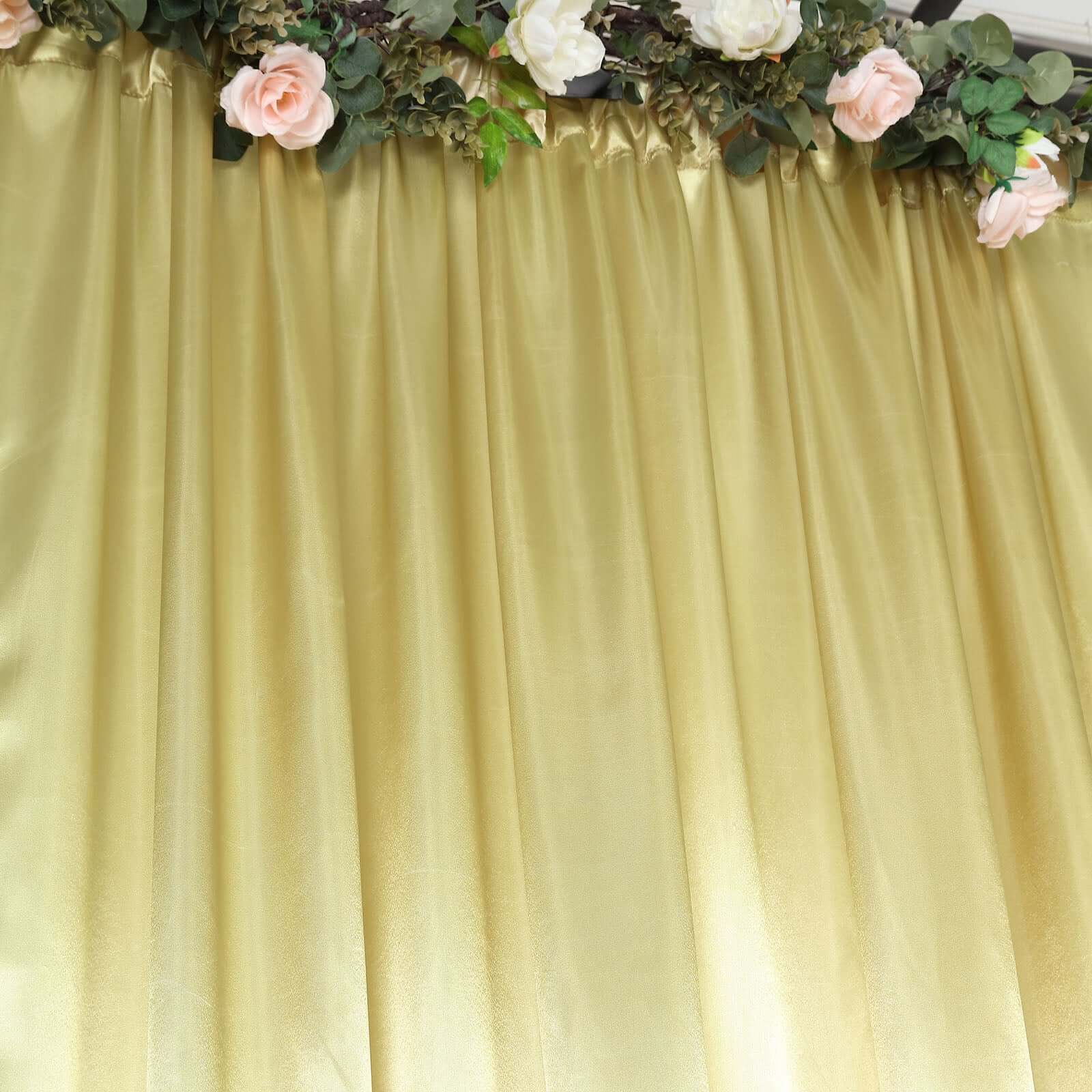 Champagne Satin Backdrop Drape Curtain, Photo Booth Event Divider Panel - 8ftx10ft - Image 2