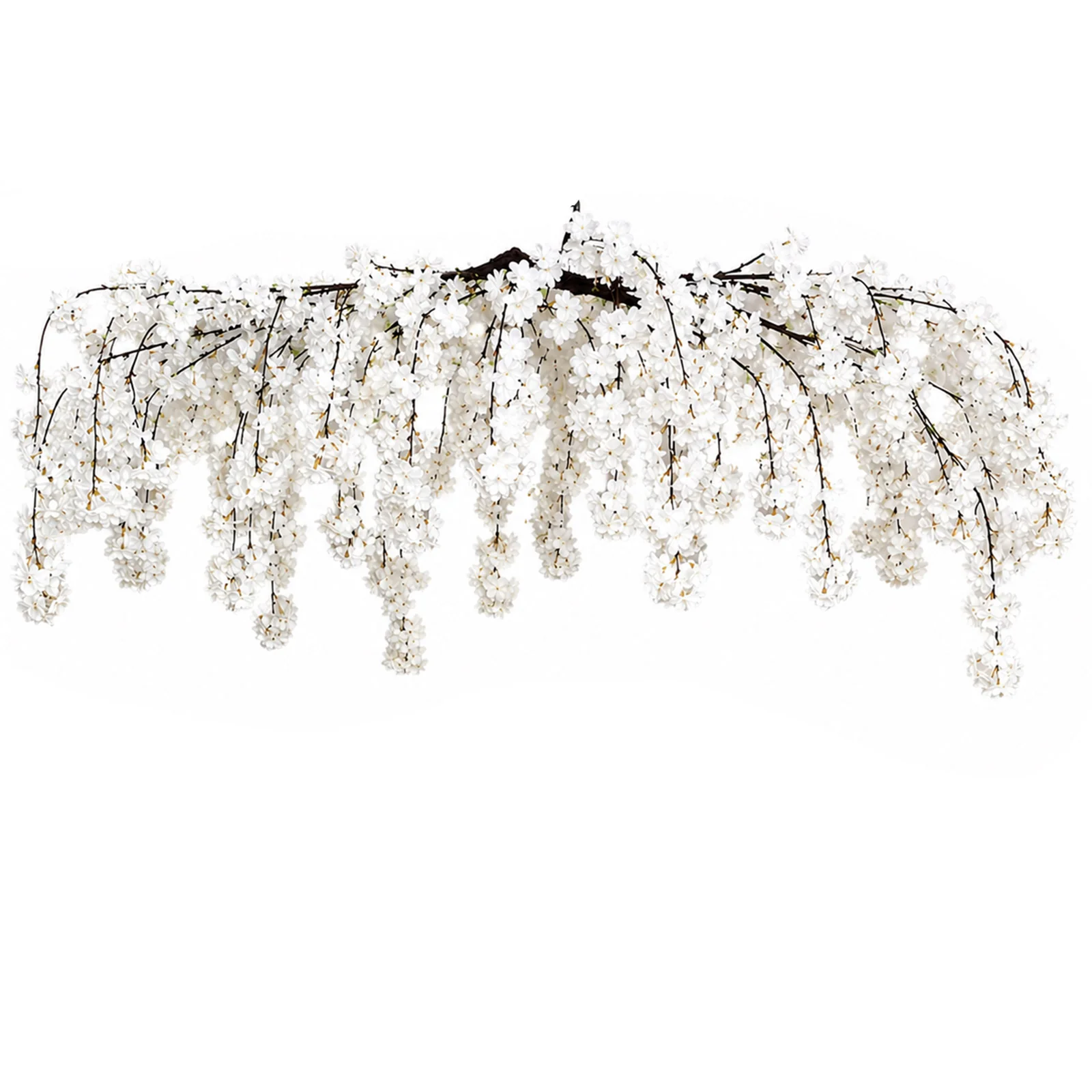 Cherry Blossom Floral Chandelier 60" White – Hanging Artificial Silk Flower Ceiling Canopy with Interchangeable Branches - Image 2