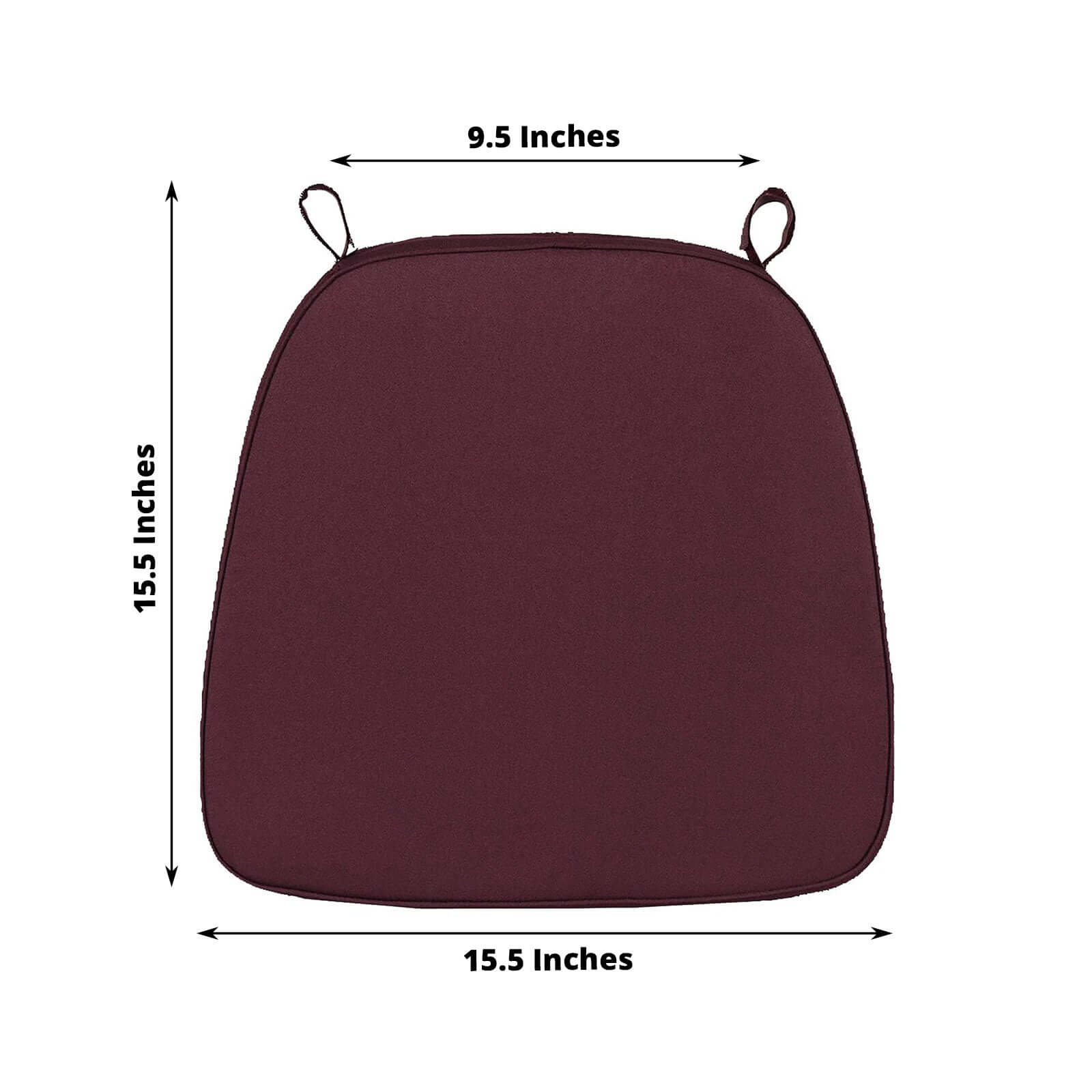 Chiavari Chair Pad Memory Foam 1.5" Thick with Ties Burgundy - Removable Cover - Image 3