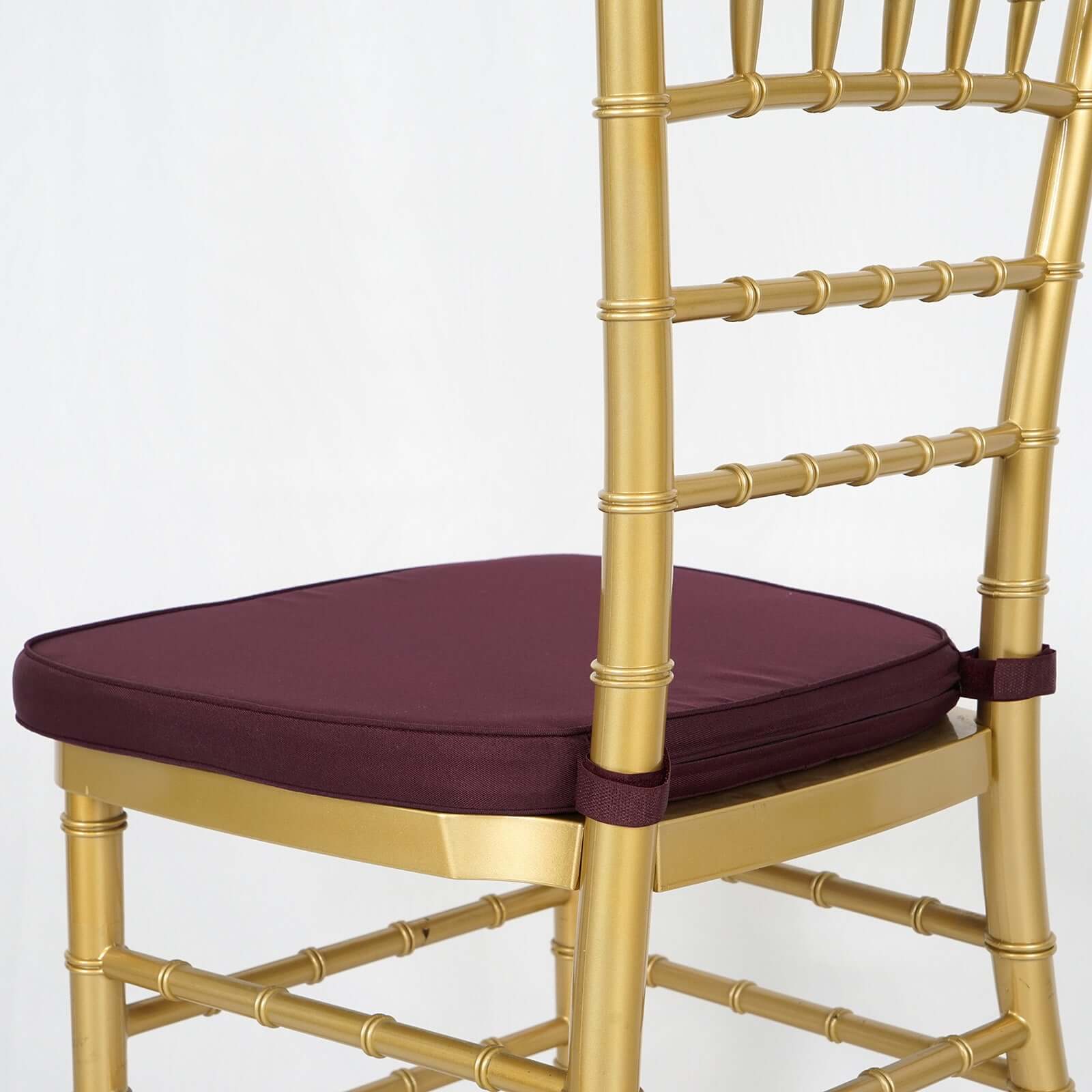 Chiavari Chair Pad Memory Foam 1.5" Thick with Ties Burgundy - Removable Cover - Image 8