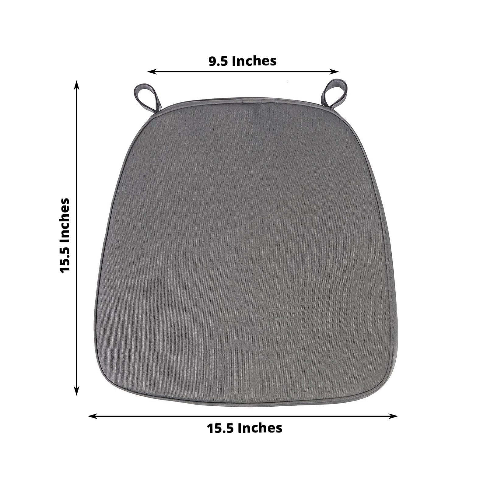 Chiavari Chair Pad Memory Foam 1.5" Thick with Ties Charcoal Gray - Removable Cover - Image 3