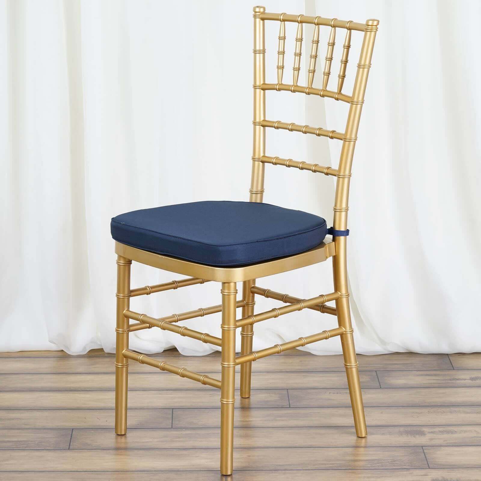 Chiavari Chair Pad Memory Foam 1.5" Thick with Ties Navy Blue - Removable Cover - Image 7