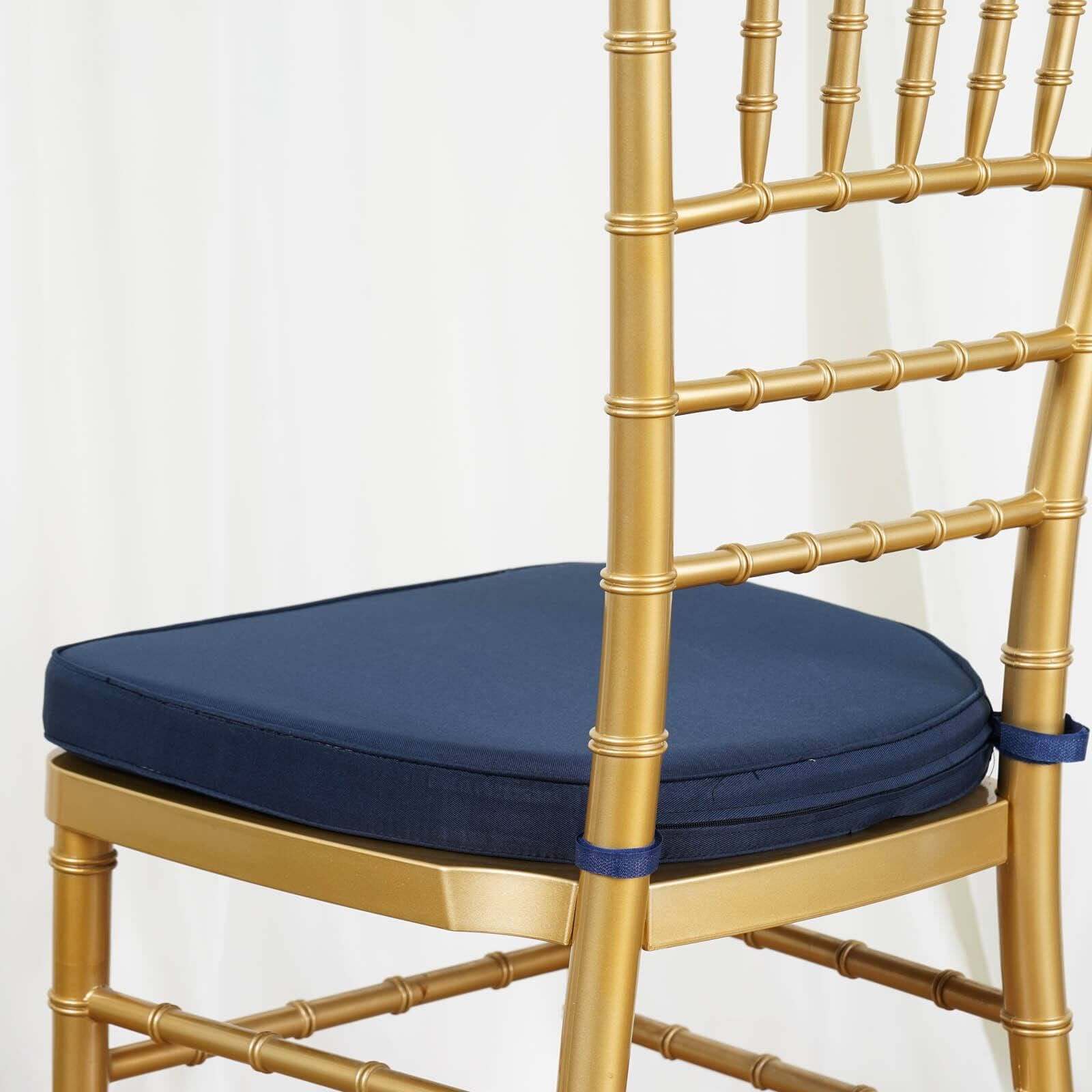 Chiavari Chair Pad Memory Foam 1.5" Thick with Ties Navy Blue - Removable Cover - Image 8