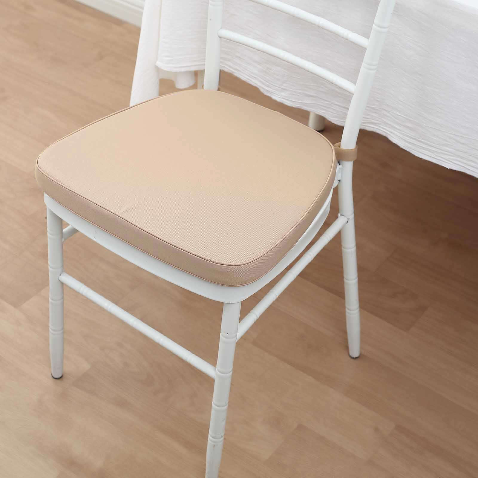 Chiavari Chair Pad Memory Foam 1.5" Thick with Ties Nude - Removable Cover - Image 2