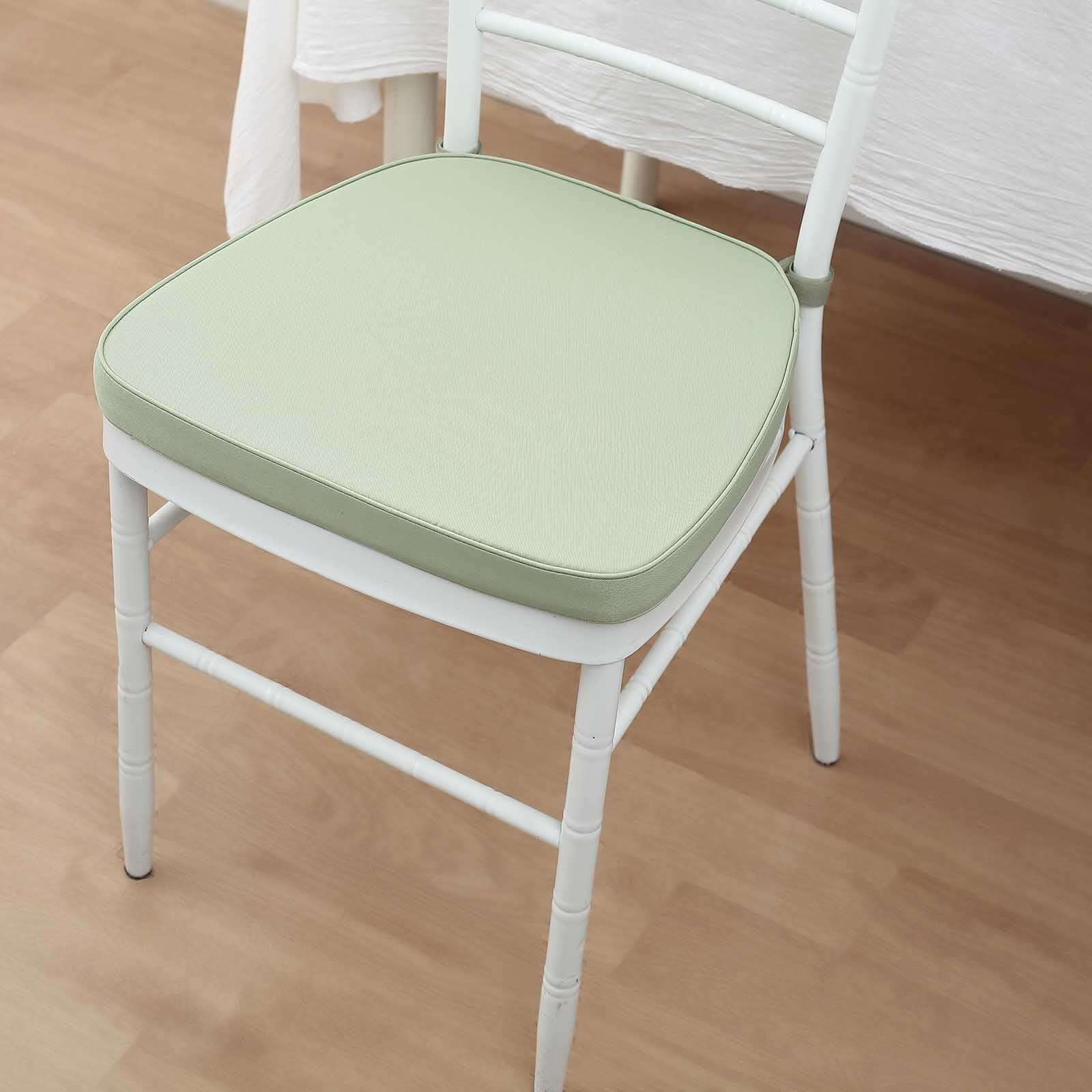 Chiavari Chair Pad Memory Foam 1.5" Thick with Ties Sage Green - Removable Cover - Image 2