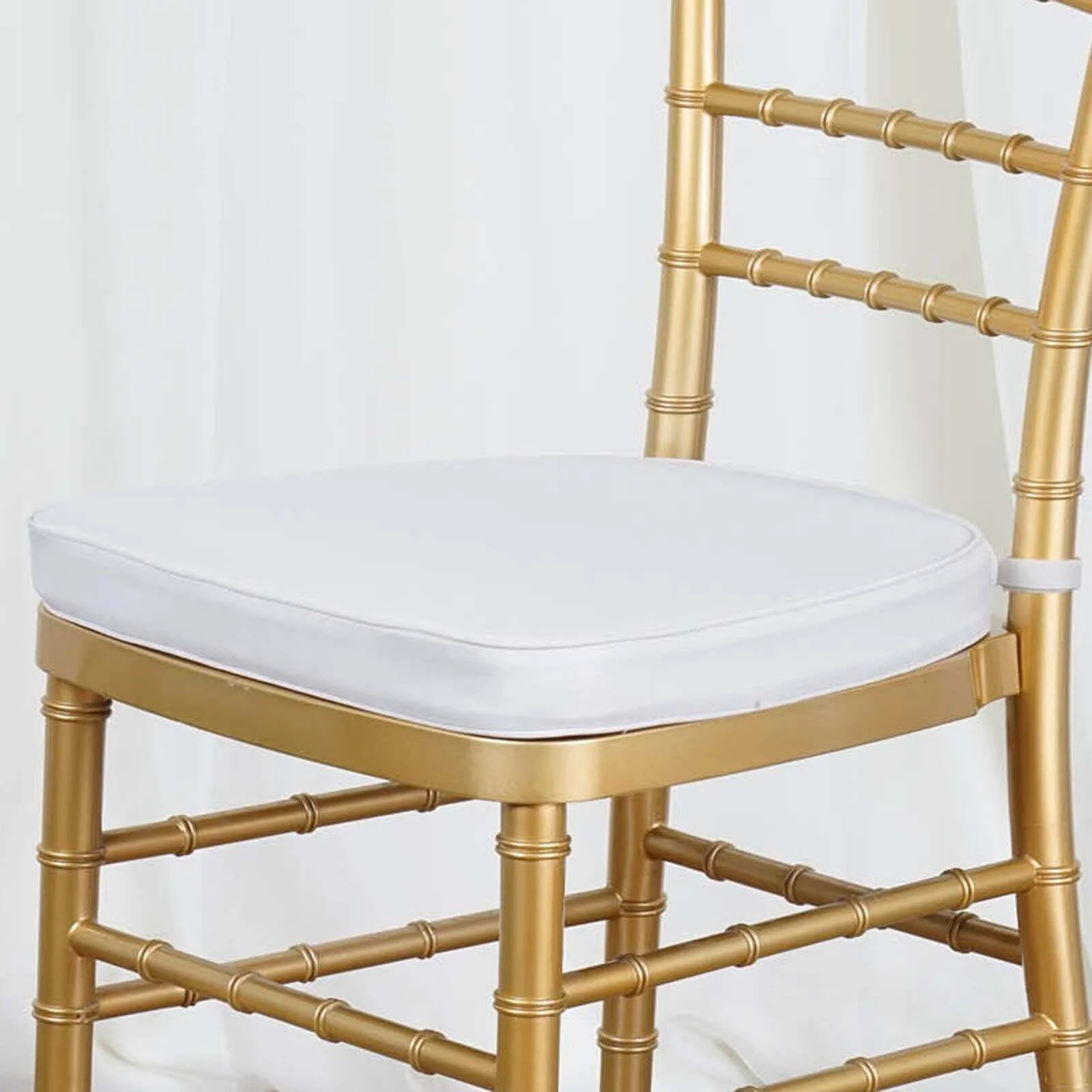 Chiavari Chair Pad Memory Foam 1.5" Thick with Ties Silver - Removable Cover - Image 8